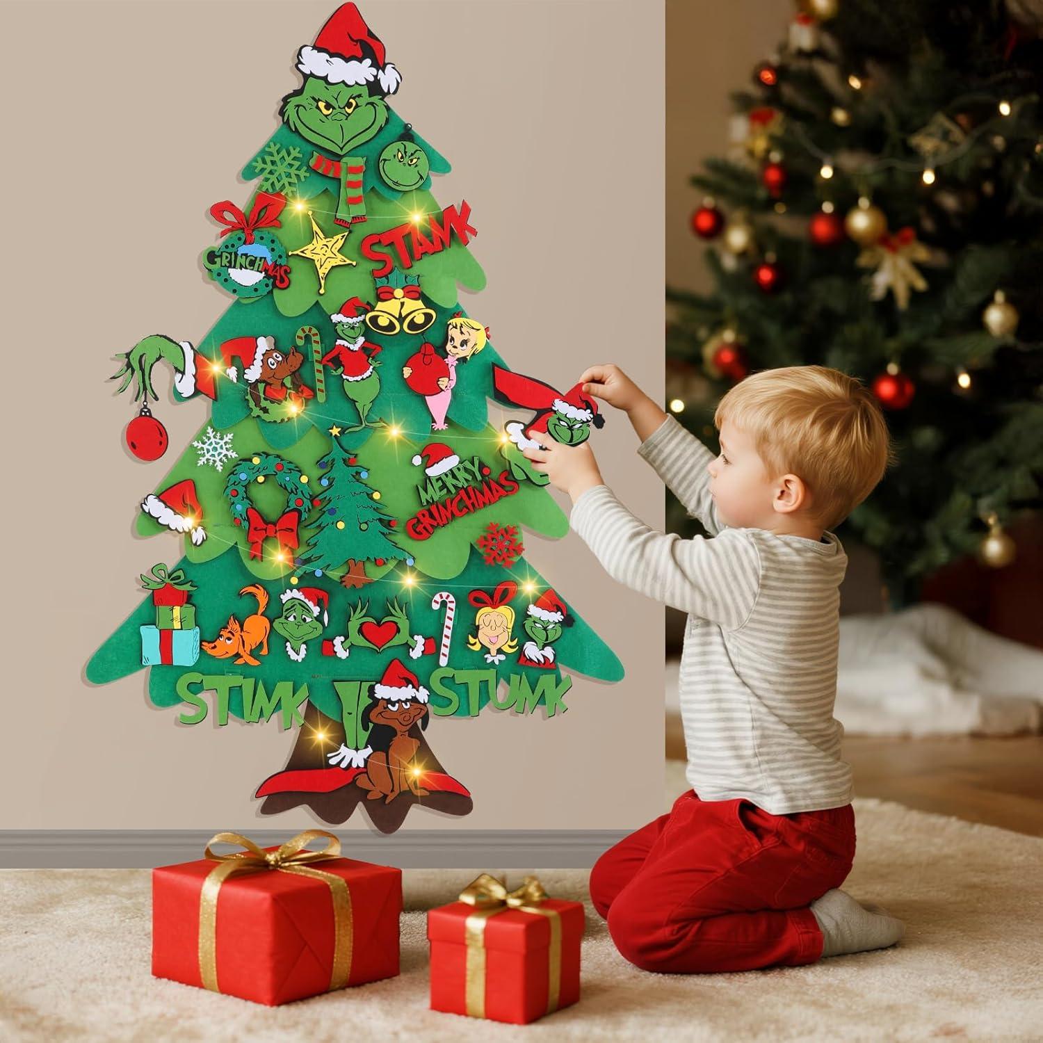 Árbol de Navidad de Fieltro DIY Prekus 1.1m con 30 Adornos