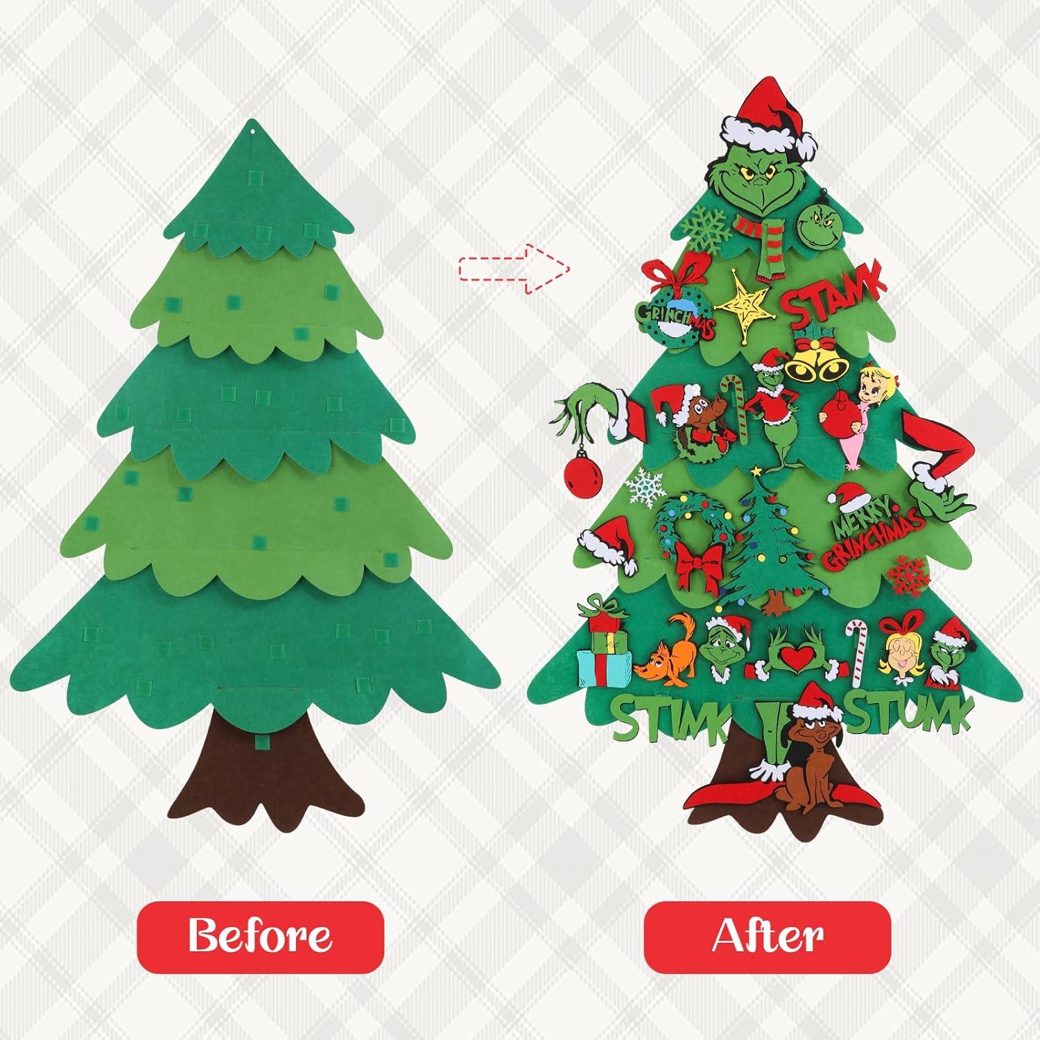 Árbol de Navidad de Fieltro DIY Prekus 1.1m con 30 Adornos