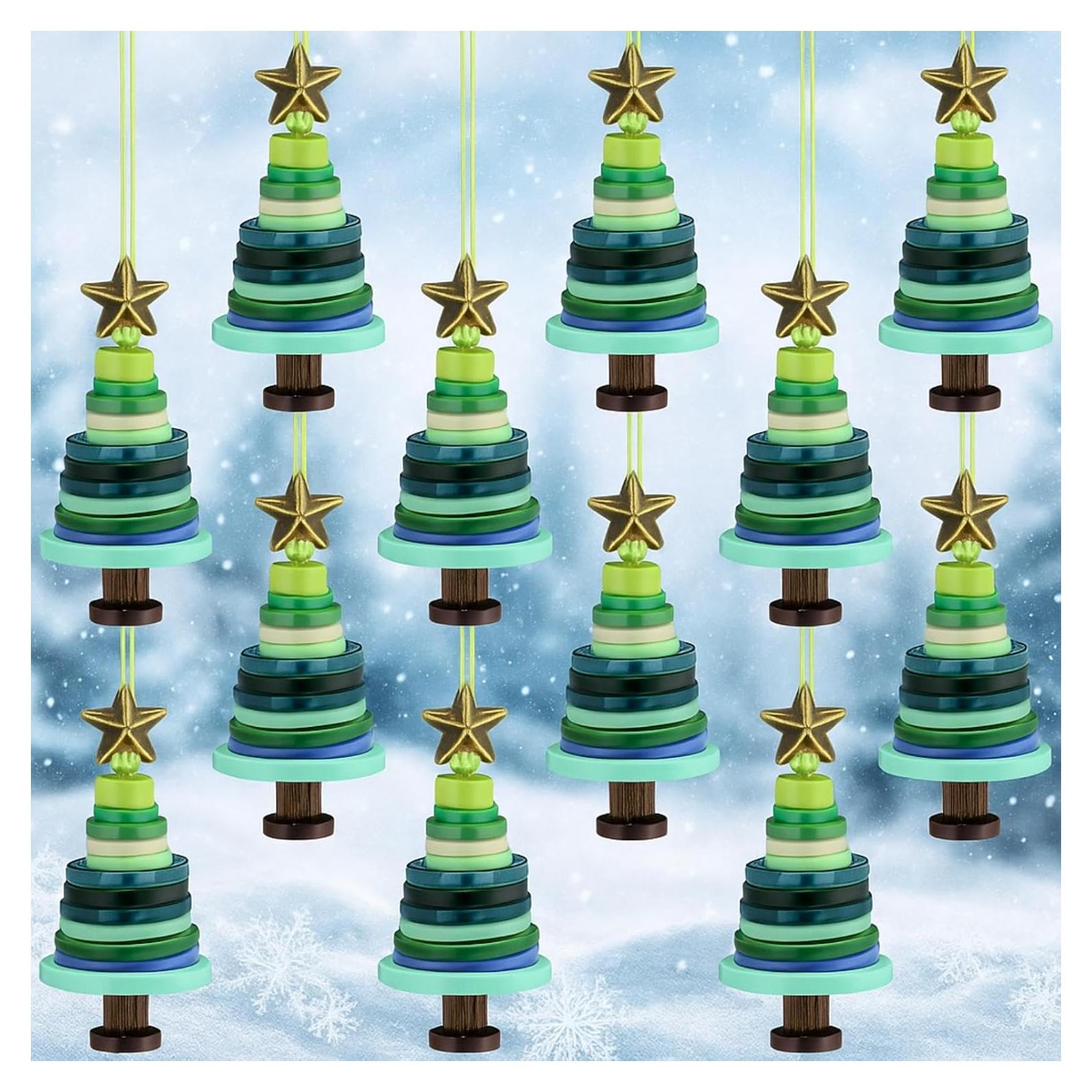 Kit de Adorno de Botón de Navidad Soulchen - 12 Sets Verde