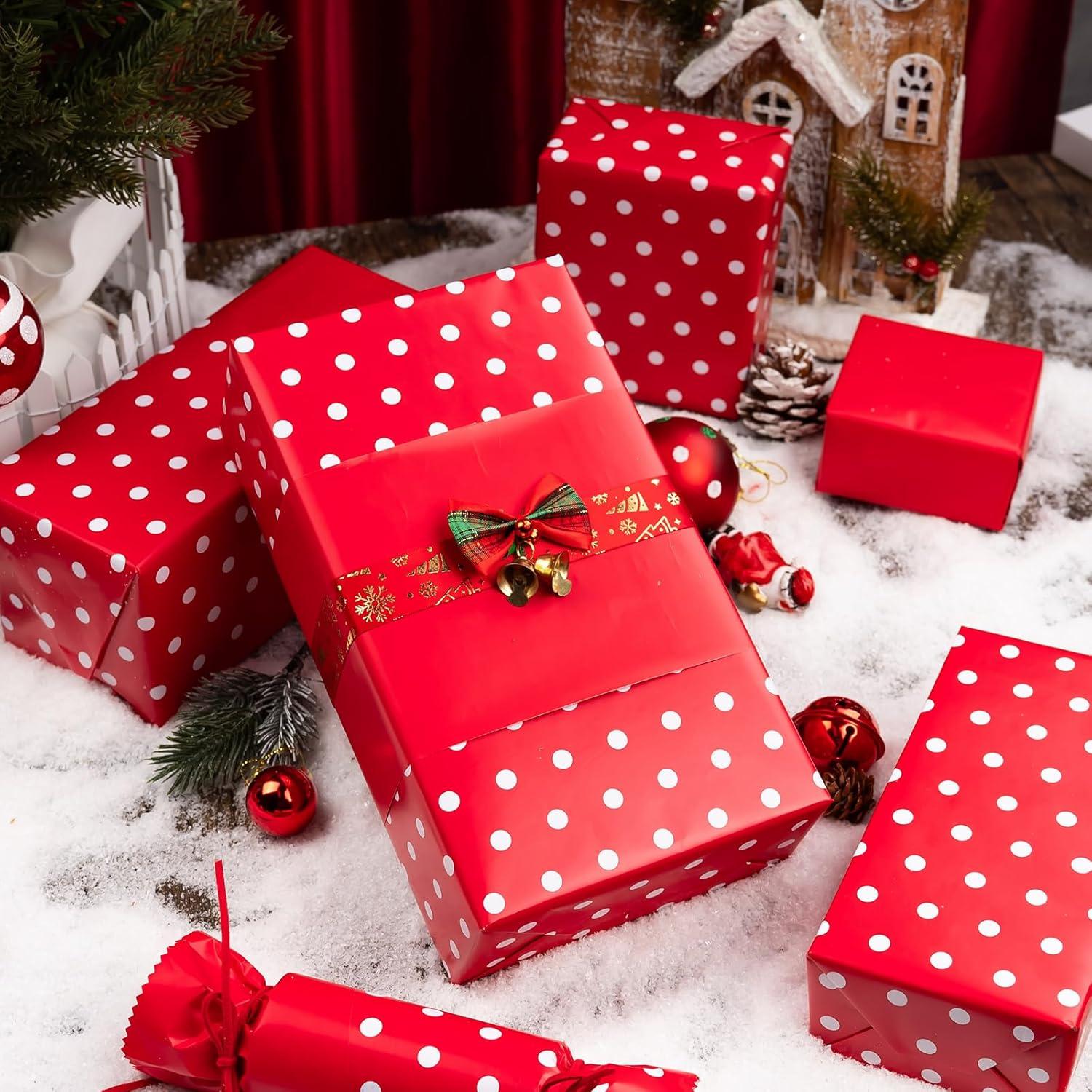 Papel de Regalo Reversible Yarcony 43 cm x 10 m Rojo y Blanco