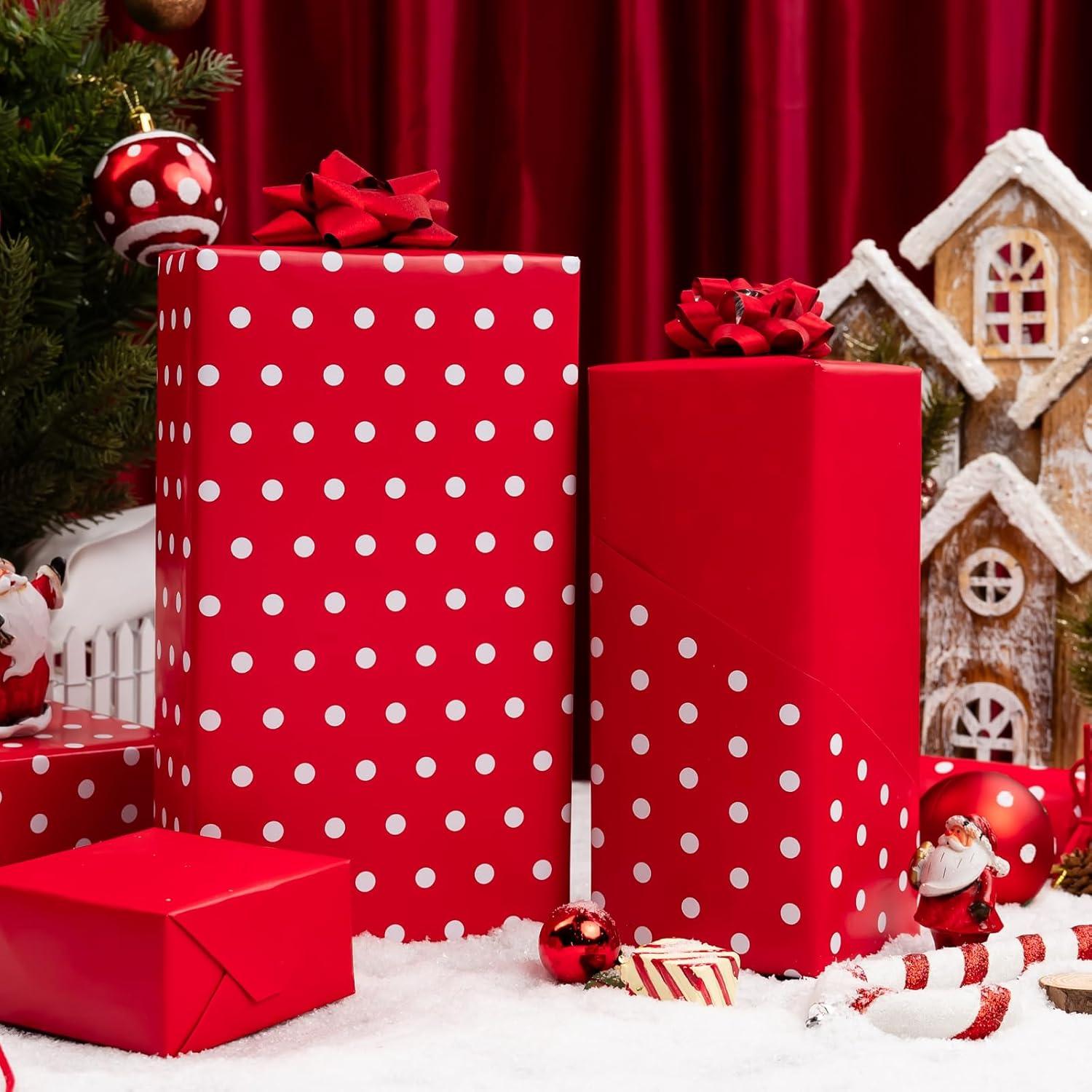 Papel de Regalo Reversible Yarcony 43 cm x 10 m Rojo y Blanco