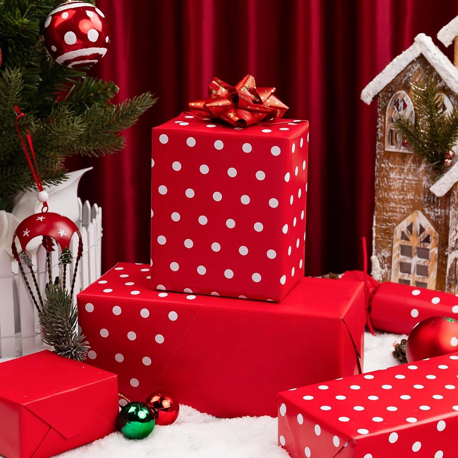 Papel de Regalo Reversible Yarcony 43 cm x 10 m Rojo y Blanco