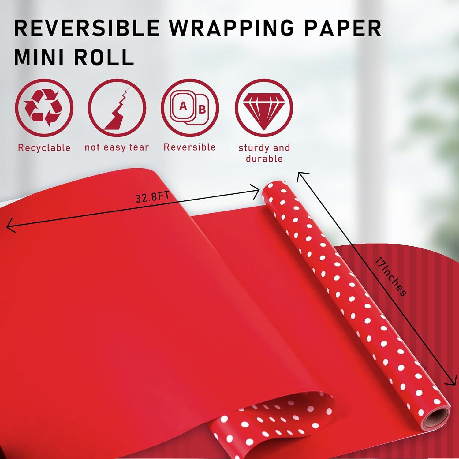 Papel de Regalo Reversible Yarcony 43 cm x 10 m Rojo y Blanco