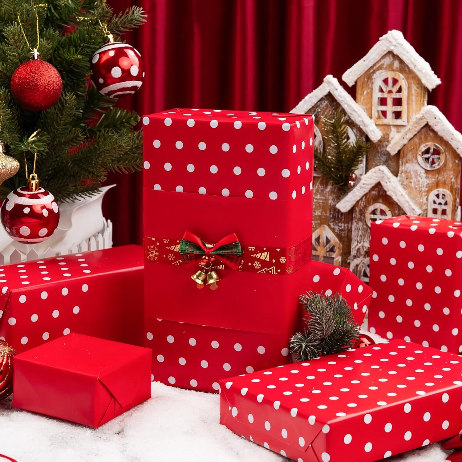 Papel de Regalo Reversible Yarcony 43 cm x 10 m Rojo y Blanco