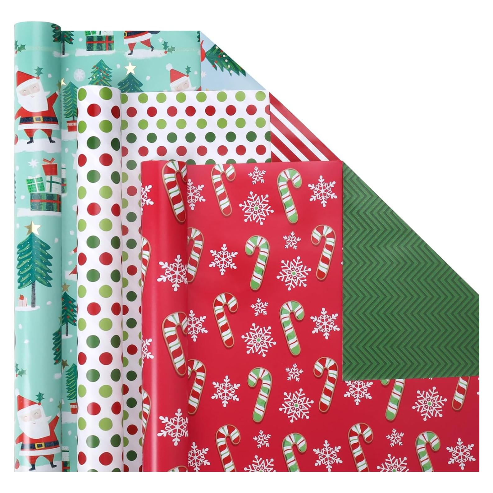 Papel de Regalo Navideño Reversible LaRibbons 3 Rollos 43.2 cm