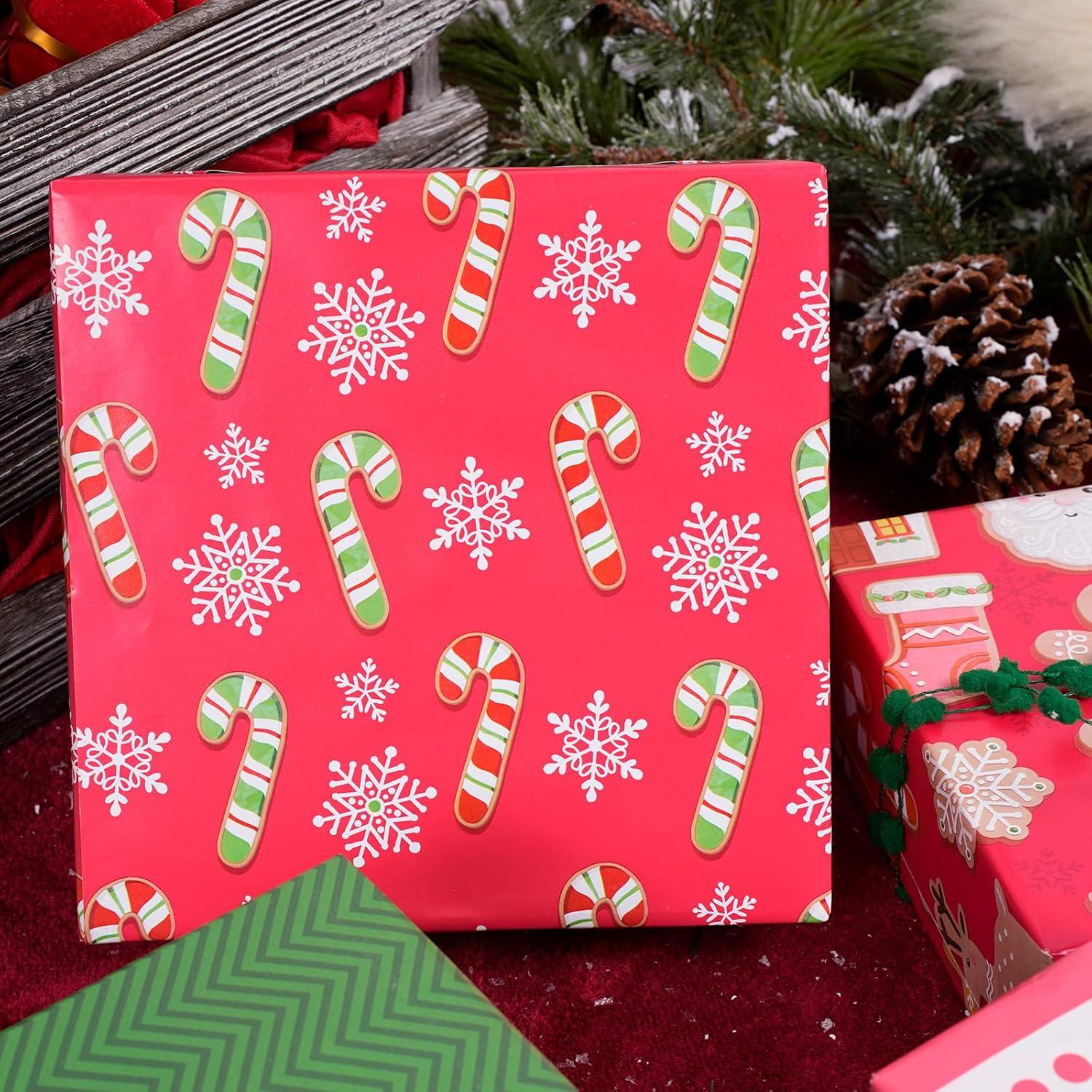 Papel de Regalo Navideño Reversible LaRibbons 3 Rollos 43.2 cm