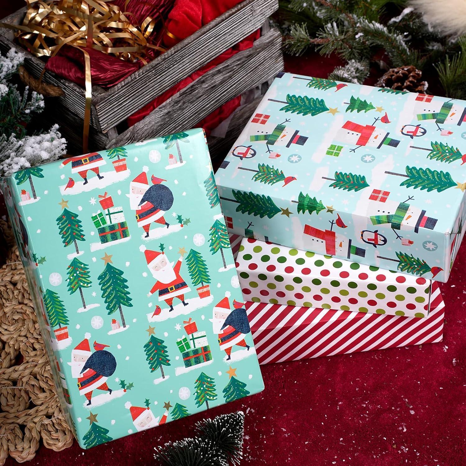 Papel de Regalo Navideño Reversible LaRibbons 3 Rollos 43.2 cm