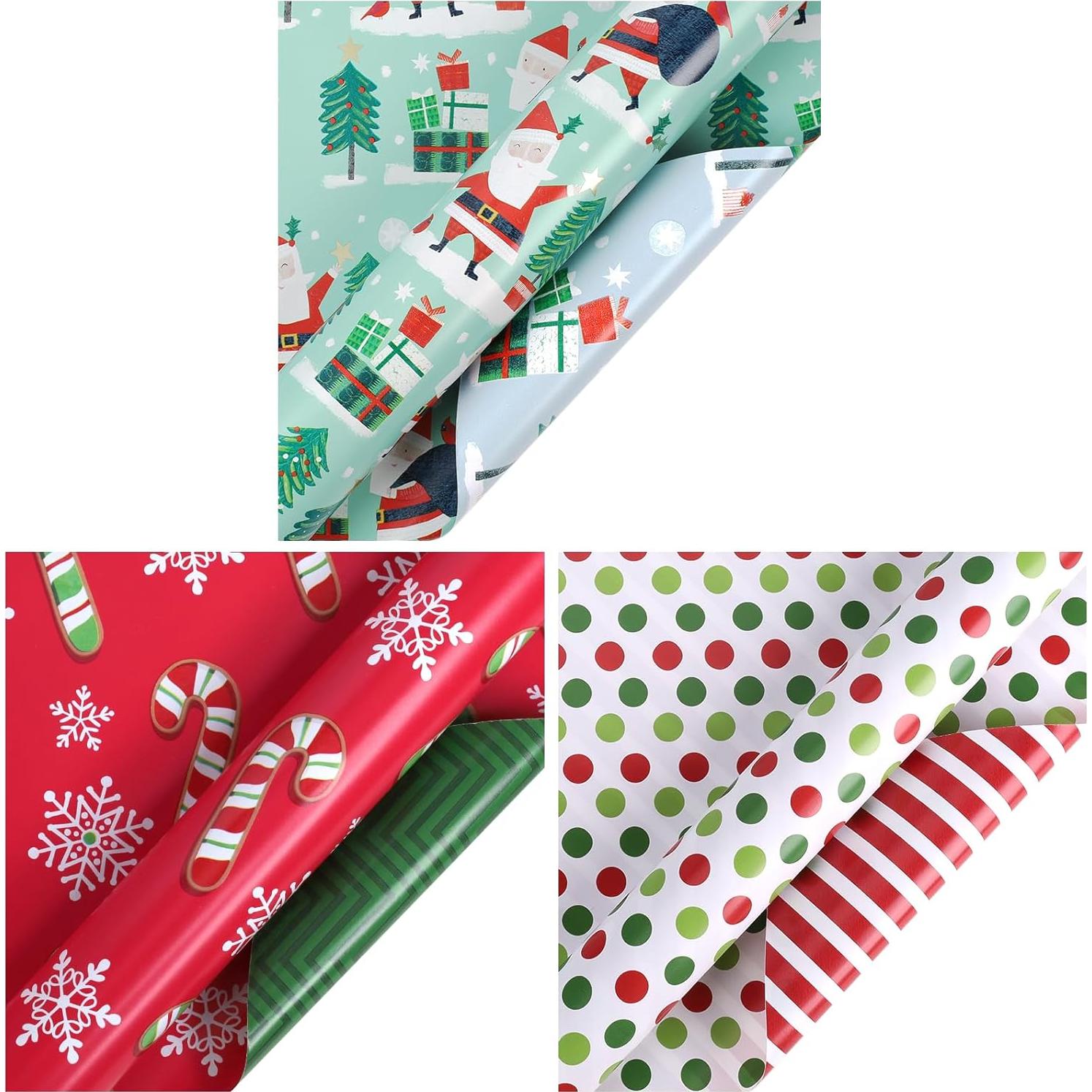 Papel de Regalo Navideño Reversible LaRibbons 3 Rollos 43.2 cm