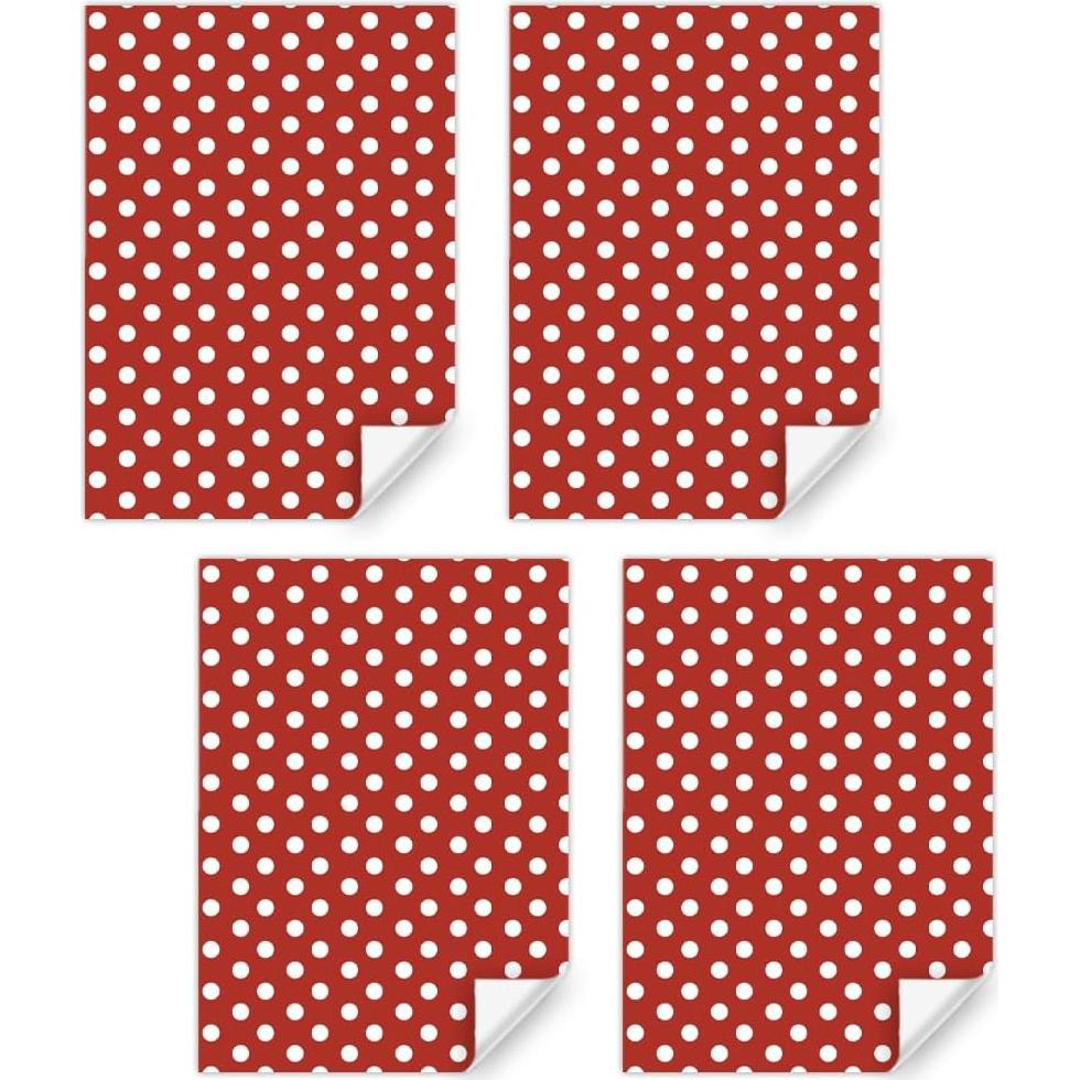 Papel de Regalo Lunares Rojos y Blancos 4 Piezas 49.8x69.8 cm