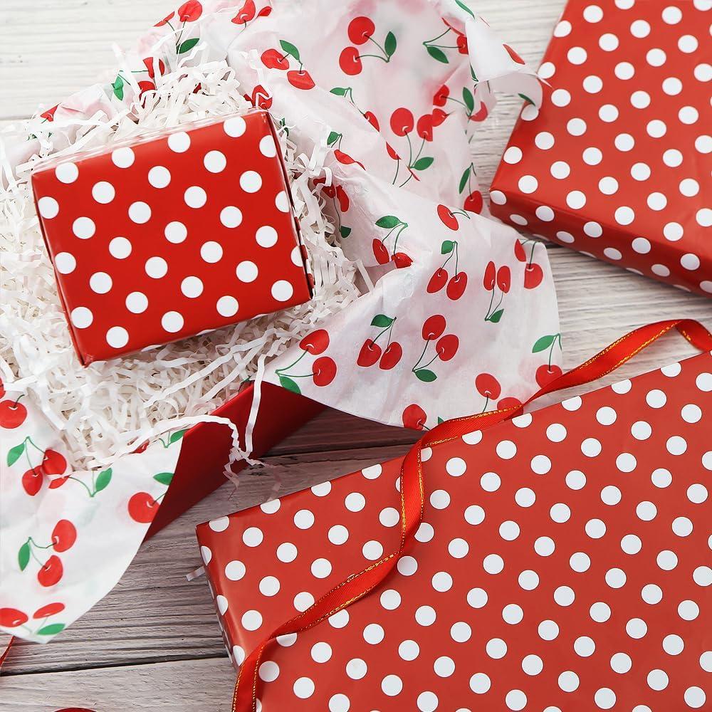 Papel de Regalo Lunares Rojos y Blancos 4 Piezas 49.8x69.8 cm