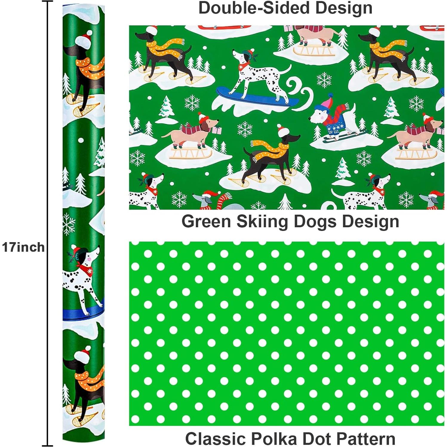 Papel de Regalo de Navidad Yarcony Verde Reversible 43 cm x 10 m