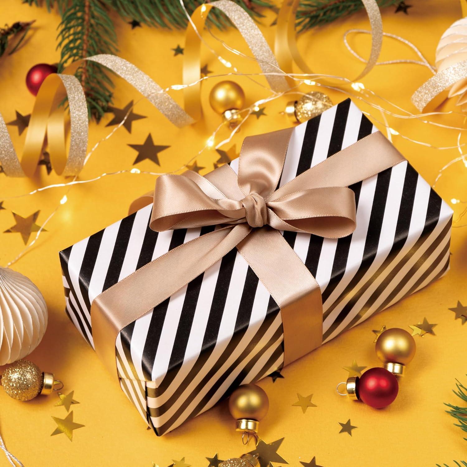 Papel de Regalo SaringSwoon Negro - Rayas y Lunares 6 Hojas 50.8x73.7 cm