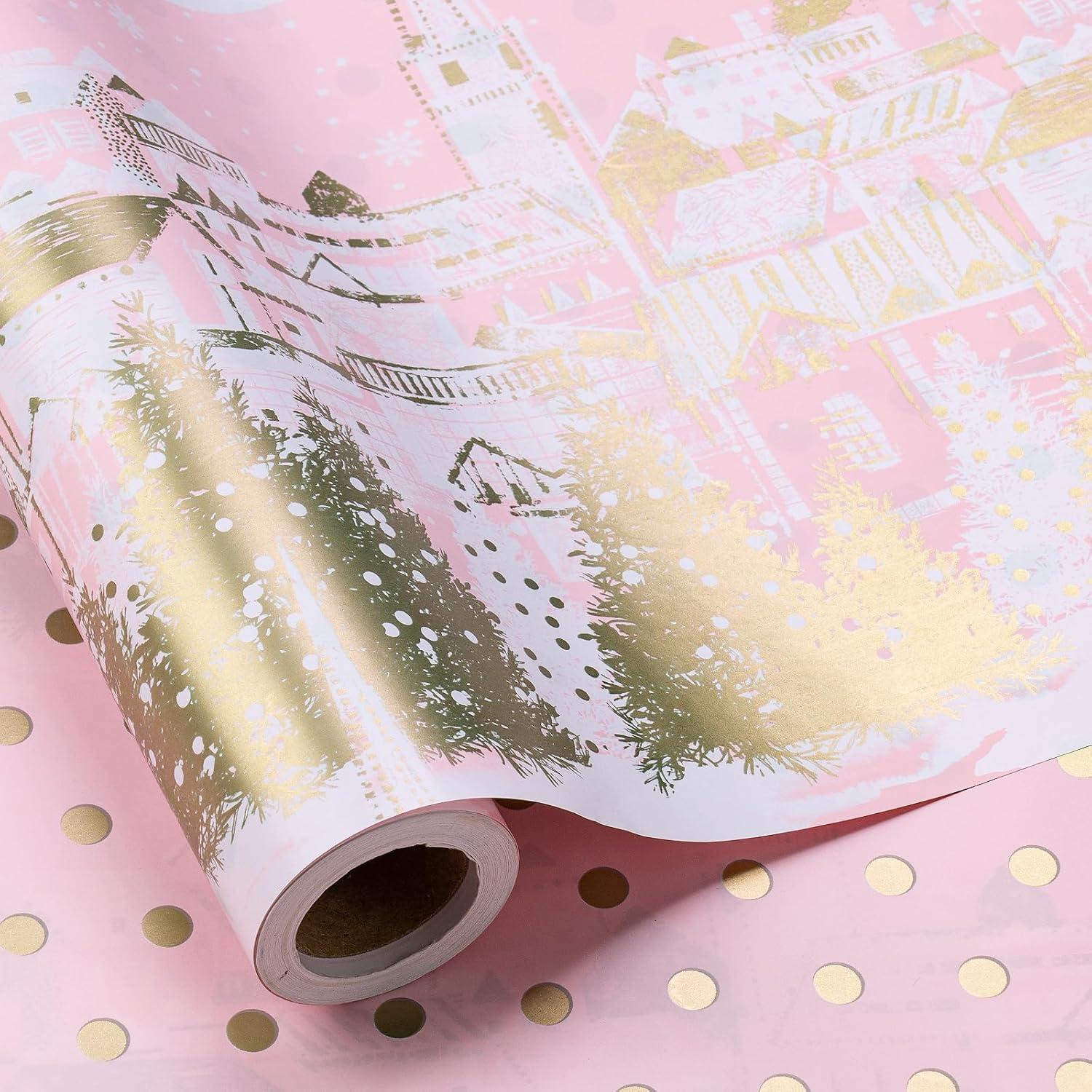 Papel de Regalo Reversible RUSPEPA 43.2 cm x 10 m Rosa Dorado