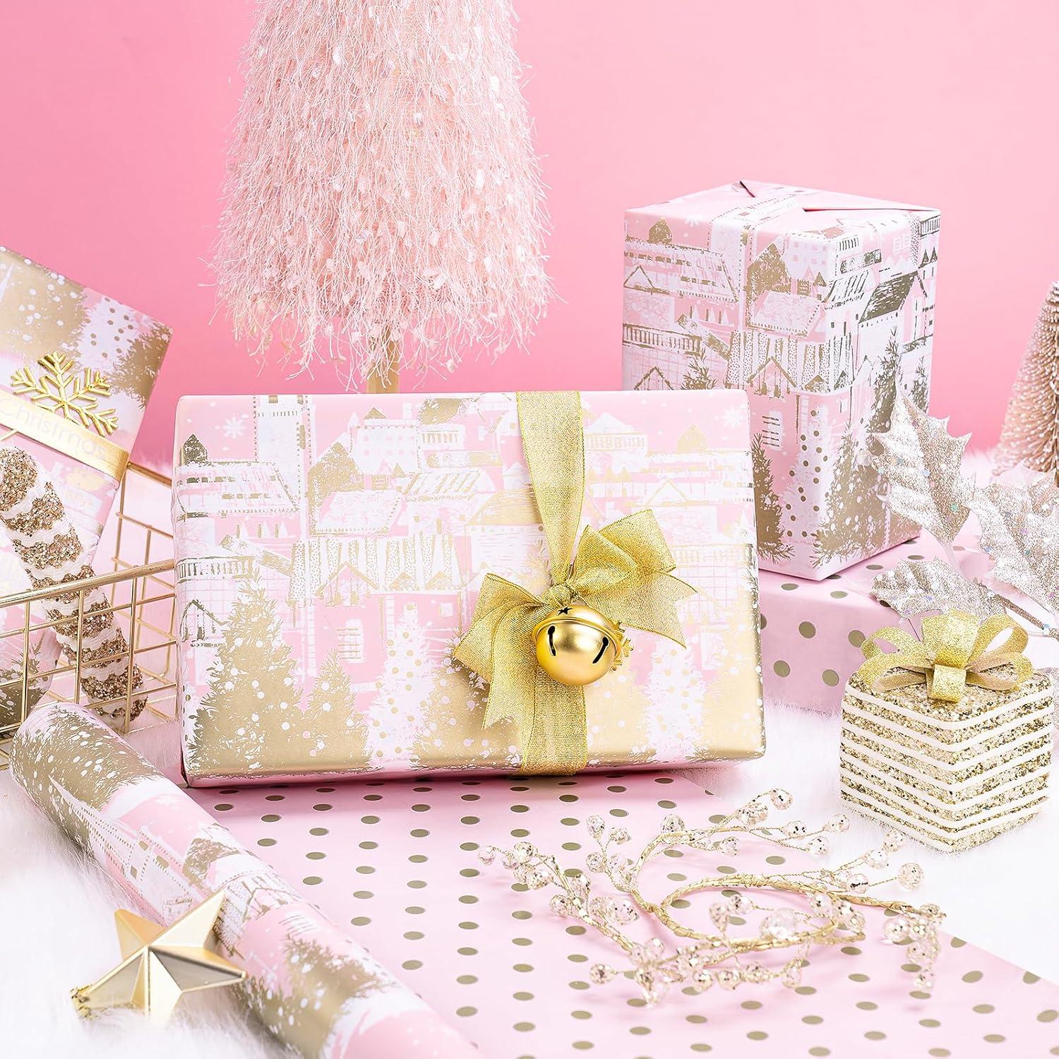 Papel de Regalo Reversible RUSPEPA 43.2 cm x 10 m Rosa Dorado