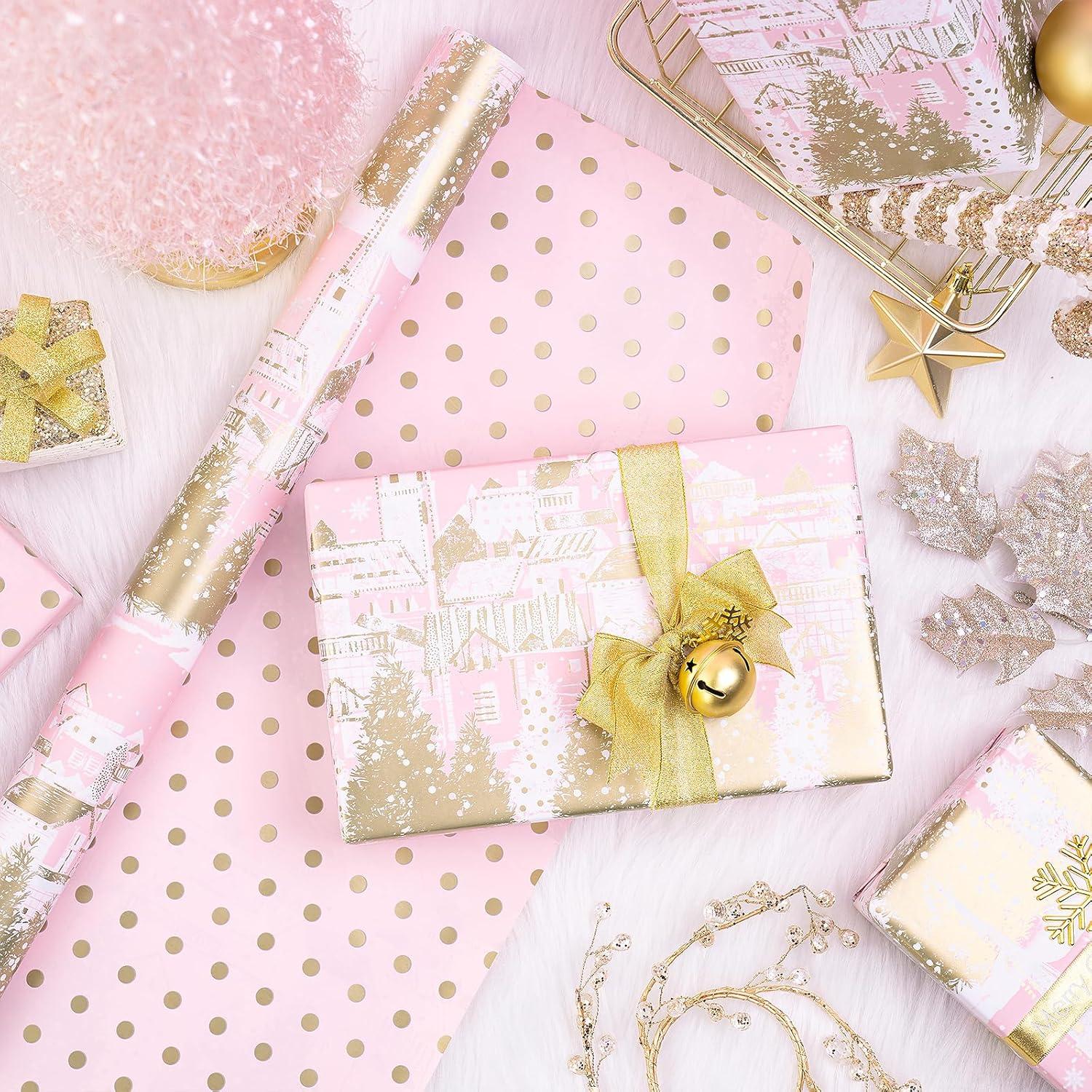 Papel de Regalo Reversible RUSPEPA 43.2 cm x 10 m Rosa Dorado