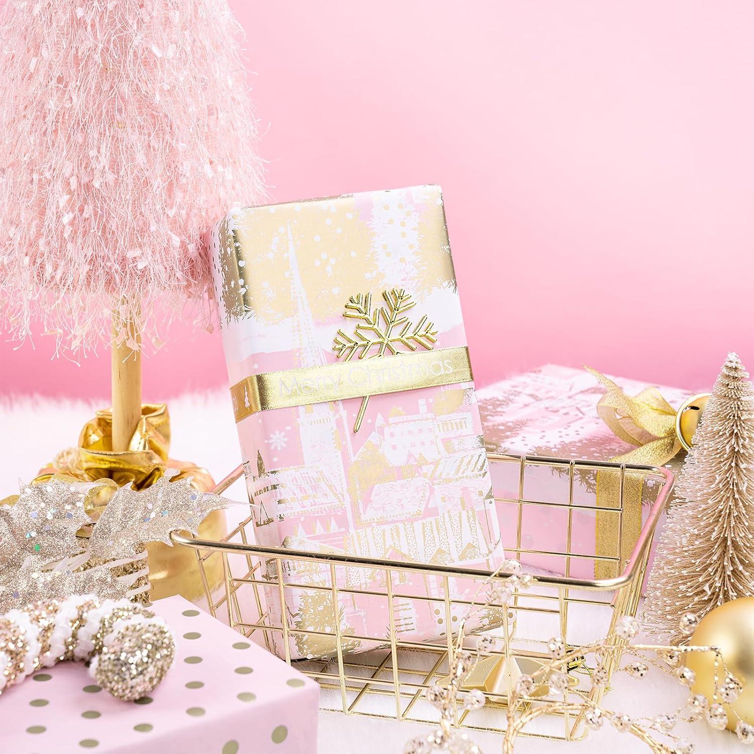 Papel de Regalo Reversible RUSPEPA 43.2 cm x 10 m Rosa Dorado