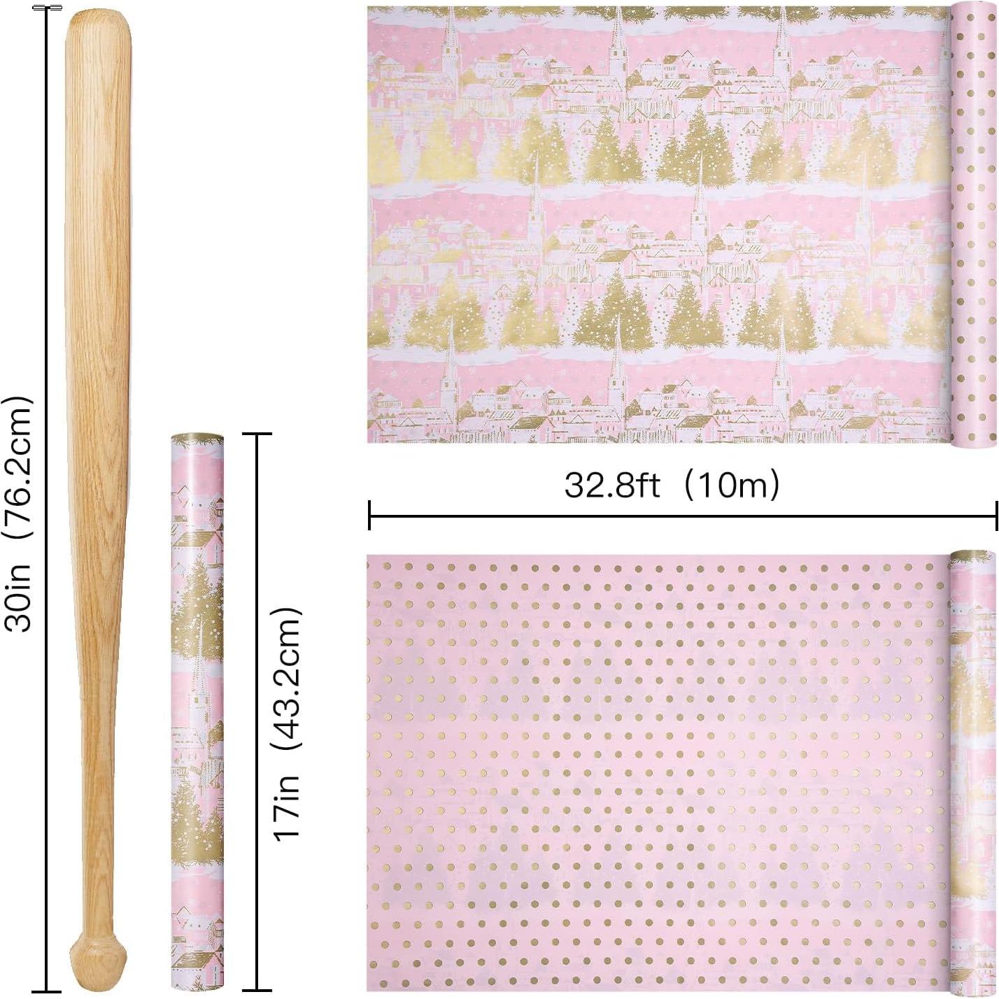 Papel de Regalo Reversible RUSPEPA 43.2 cm x 10 m Rosa Dorado