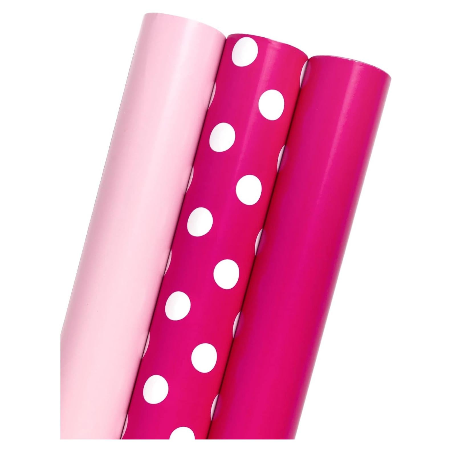 Papel de Regalo Rosa Pastel MAYPLUSS 3.93 m² - Puntos Fucsia