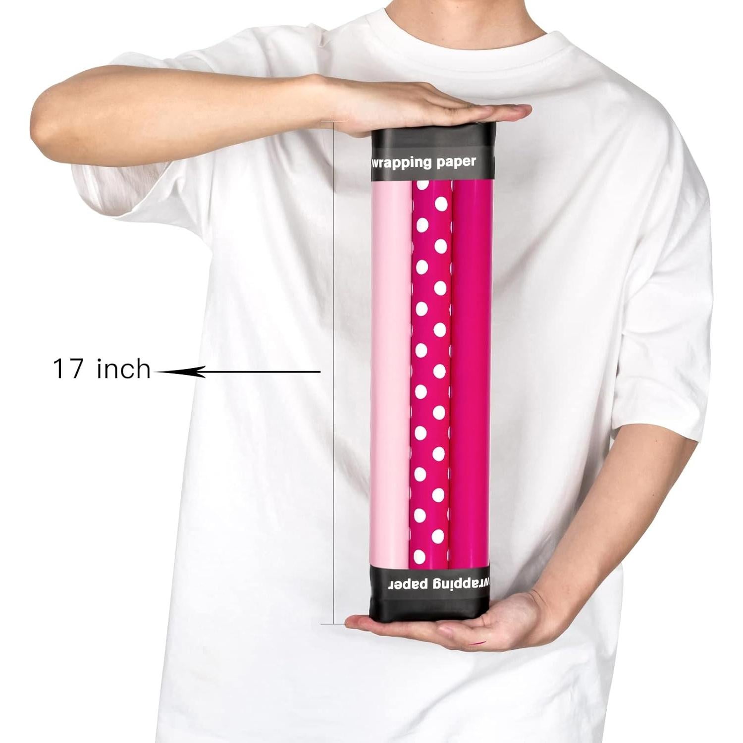 Papel de Regalo Rosa Pastel MAYPLUSS 3.93 m² - Puntos Fucsia