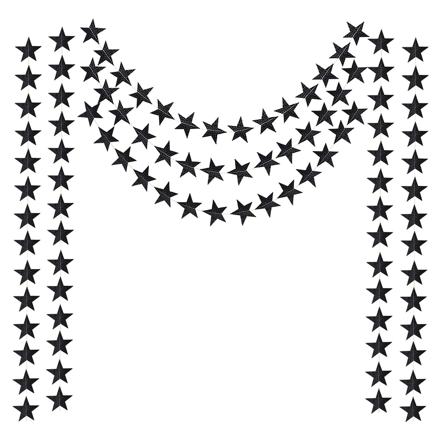Guirnalda de Estrellas de Papel Brillante Honbay 2PCS 7 cm Negro