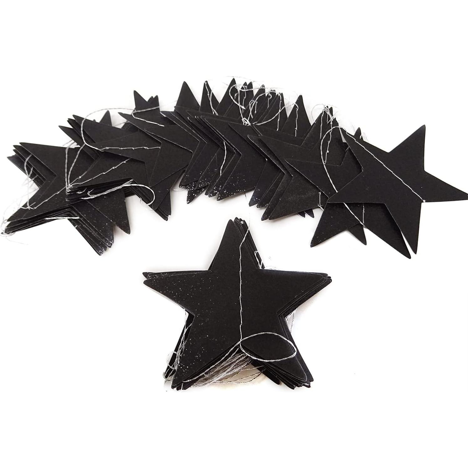 Guirnalda de Estrellas de Papel Brillante Honbay 2PCS 7 cm Negro