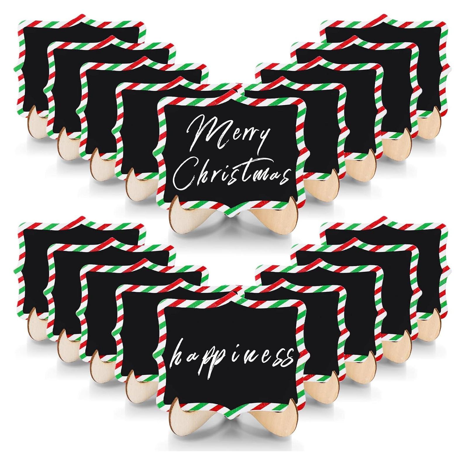 20 Mini Carteles de Tiza de Madera Chinco 10x7.5cm Decoración