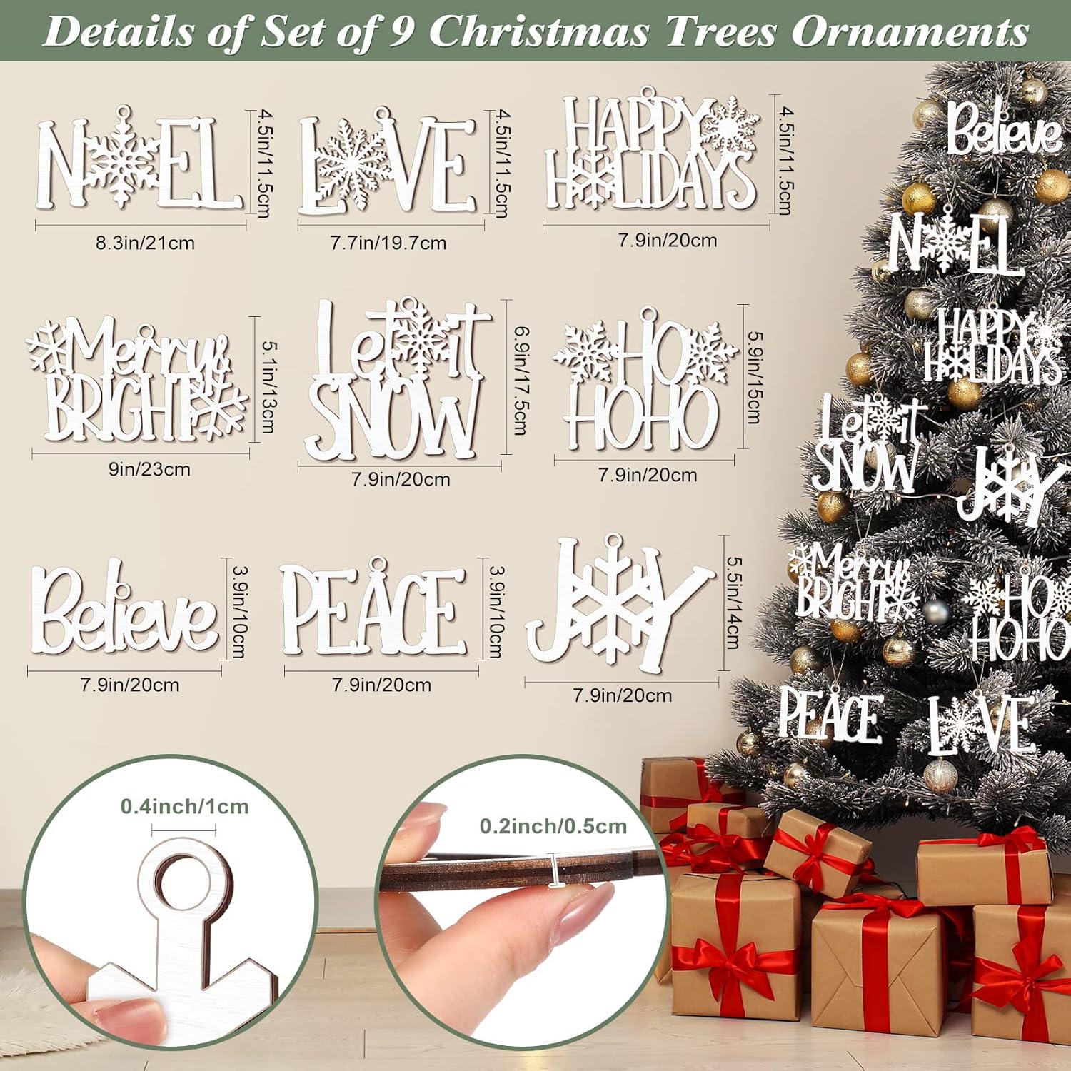 9 Piezas Adornos de Madera Navideños Unittype Chic Blancos