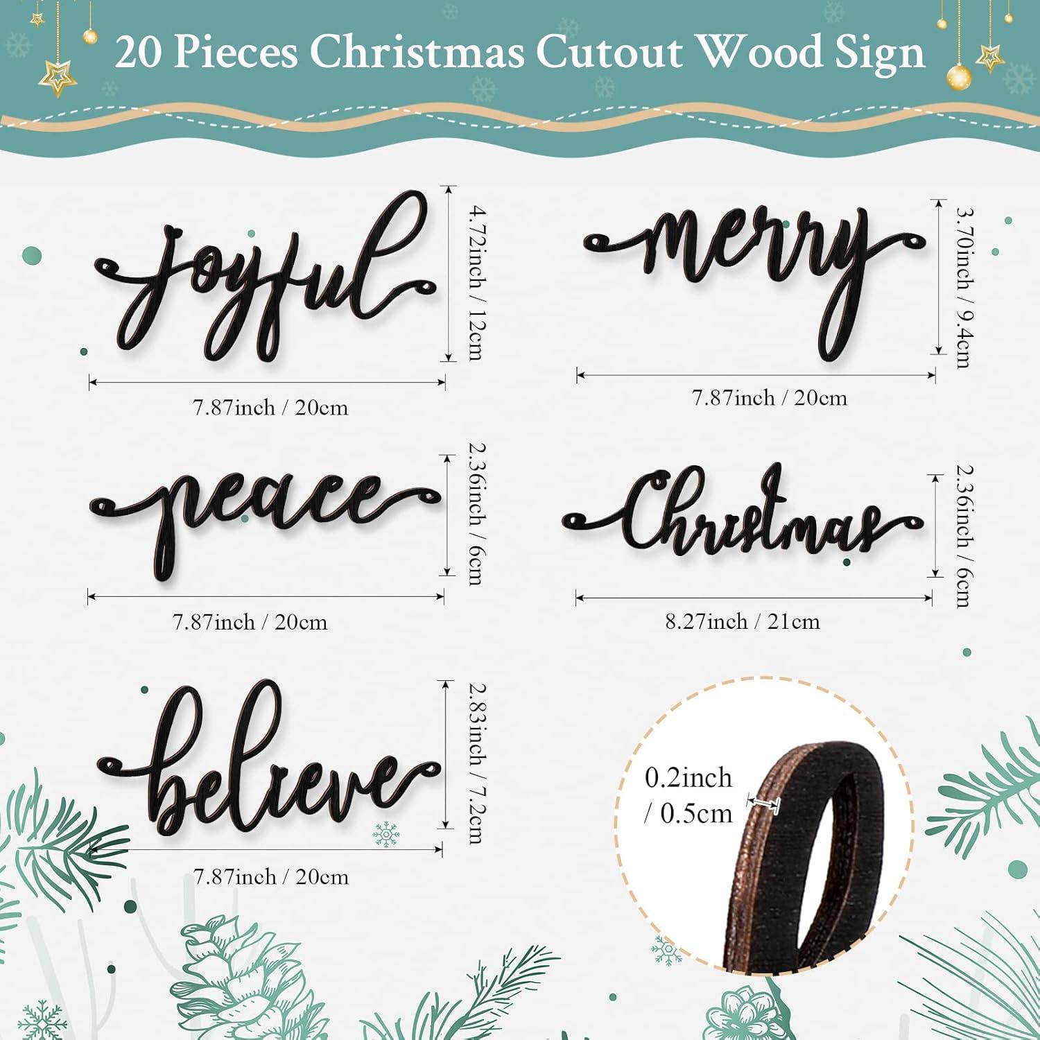 Jetec 20 Carteles de Madera Navideños Negros Decoración