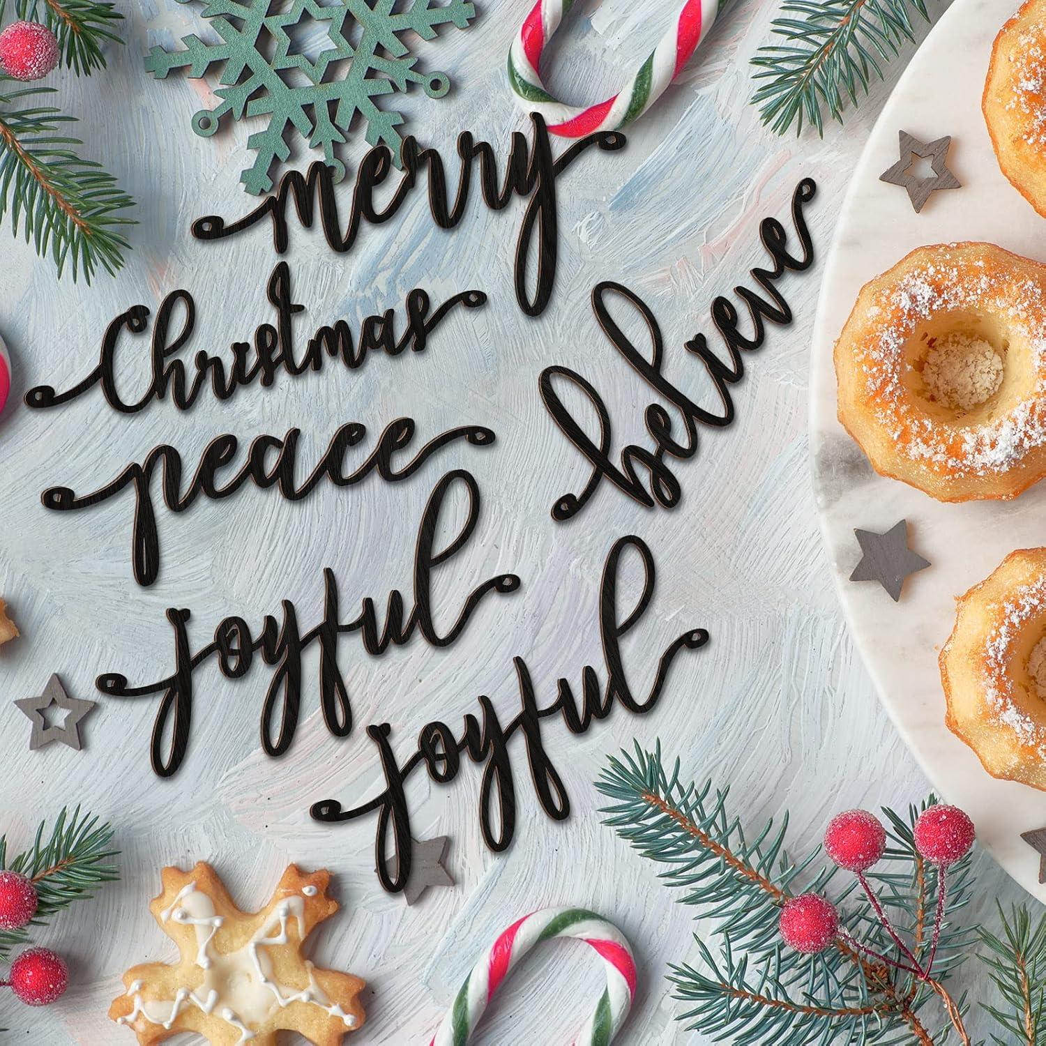 Jetec 20 Carteles de Madera Navideños Negros Decoración