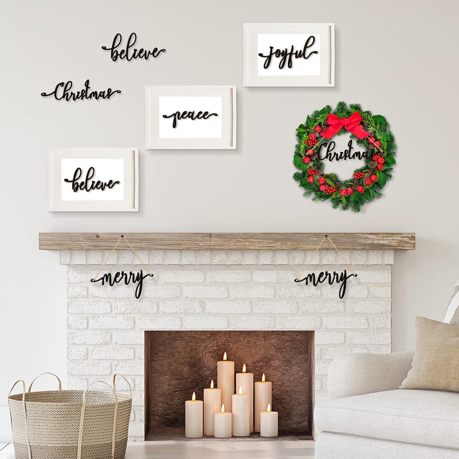Jetec 20 Carteles de Madera Navideños Negros Decoración