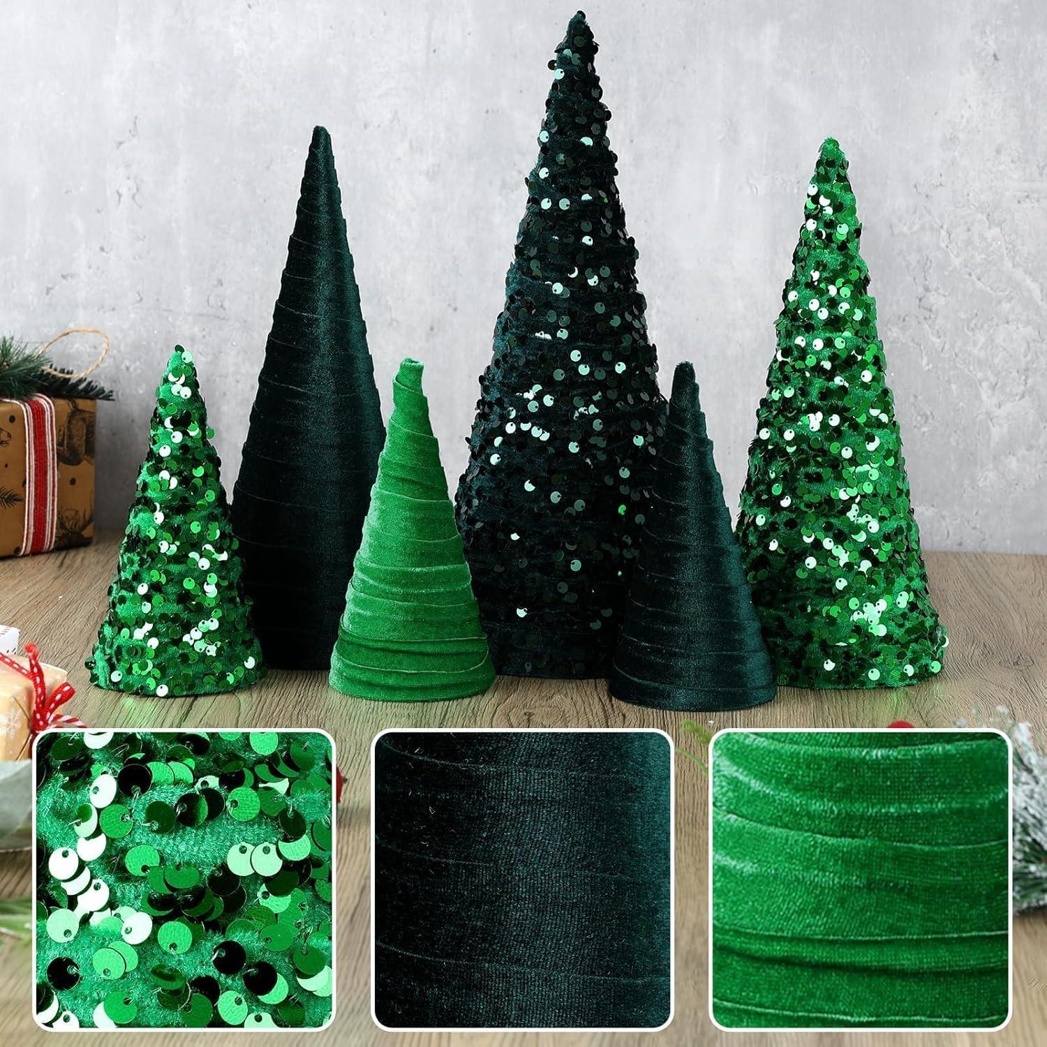 Juego de 6 Árboles de Navidad Cono Verde YLOLUL 15-30 cm