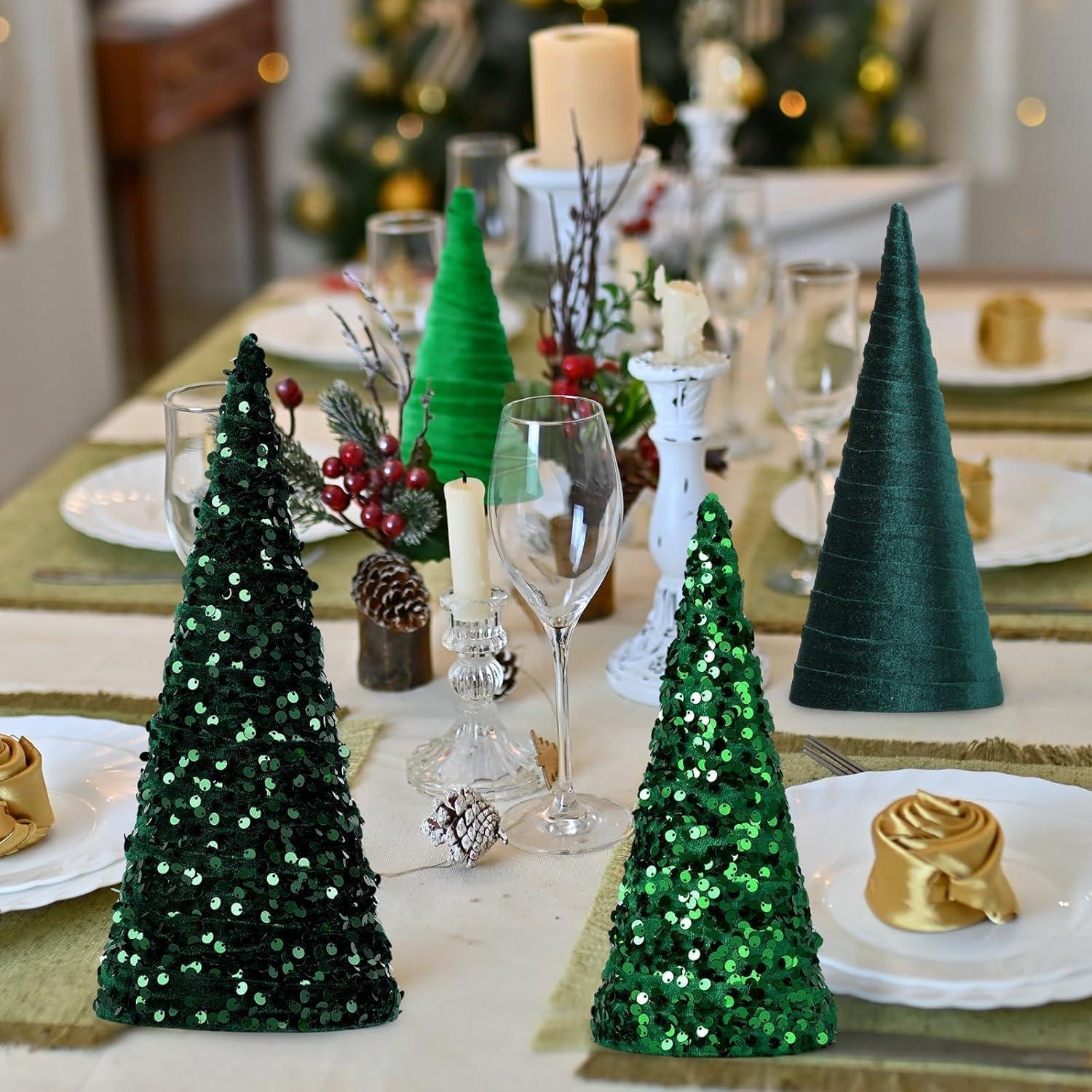 Juego de 6 Árboles de Navidad Cono Verde YLOLUL 15-30 cm