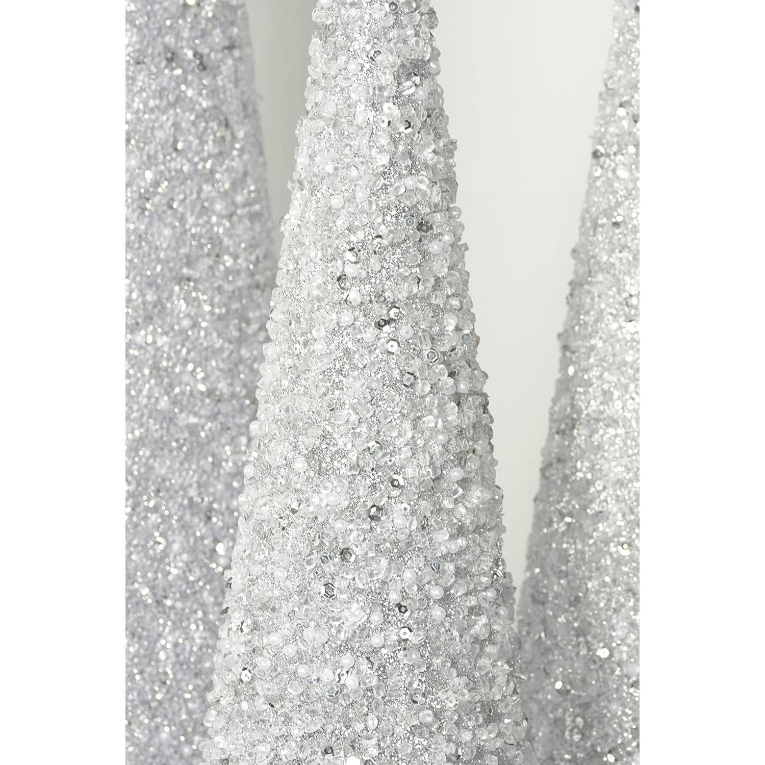 Set de 3 Árboles de Cono de Navidad TenWaterloo Plata 18-30"