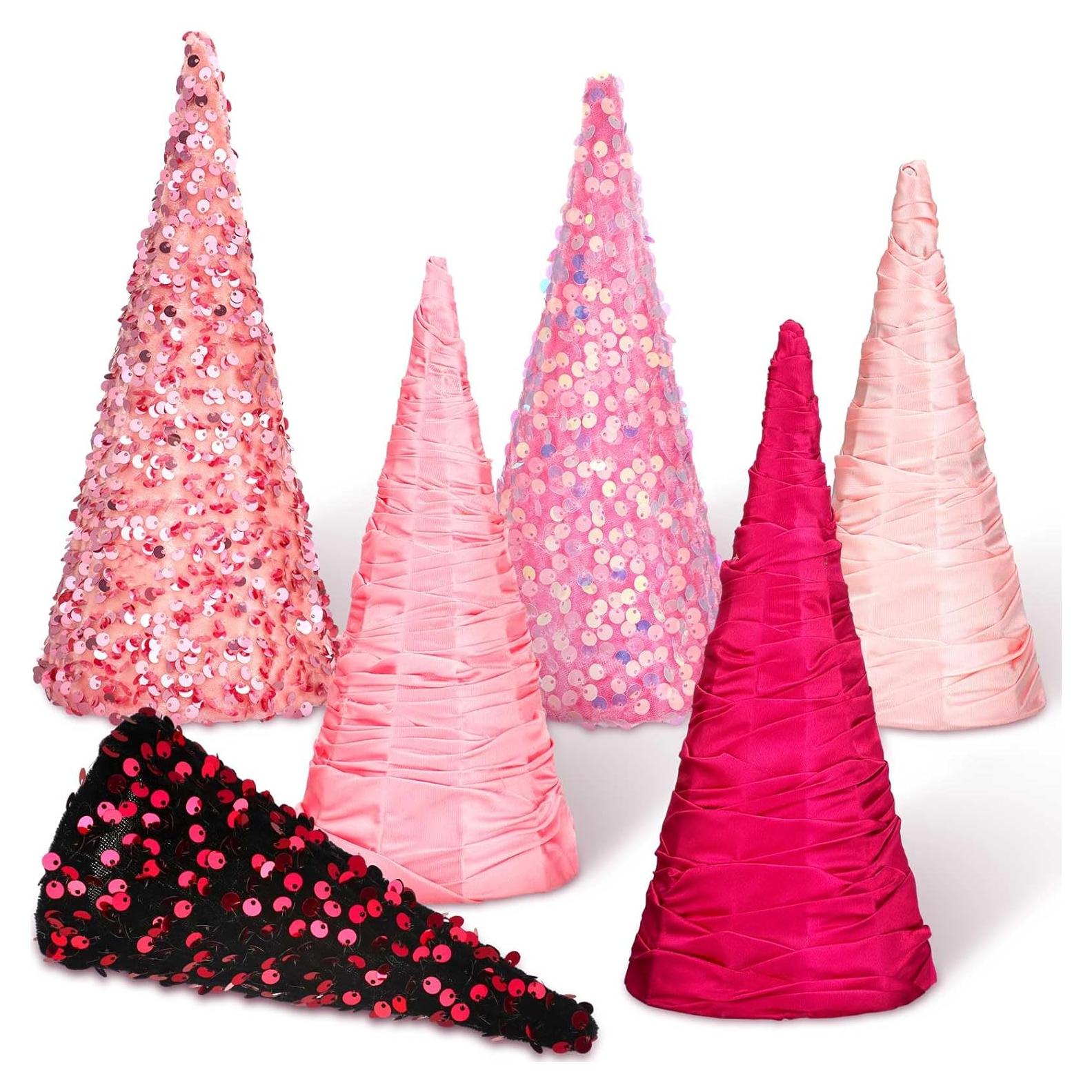 Decoraciones de Árbol de Navidad Rosa Kigley 6 Pcs 15-20-25 cm