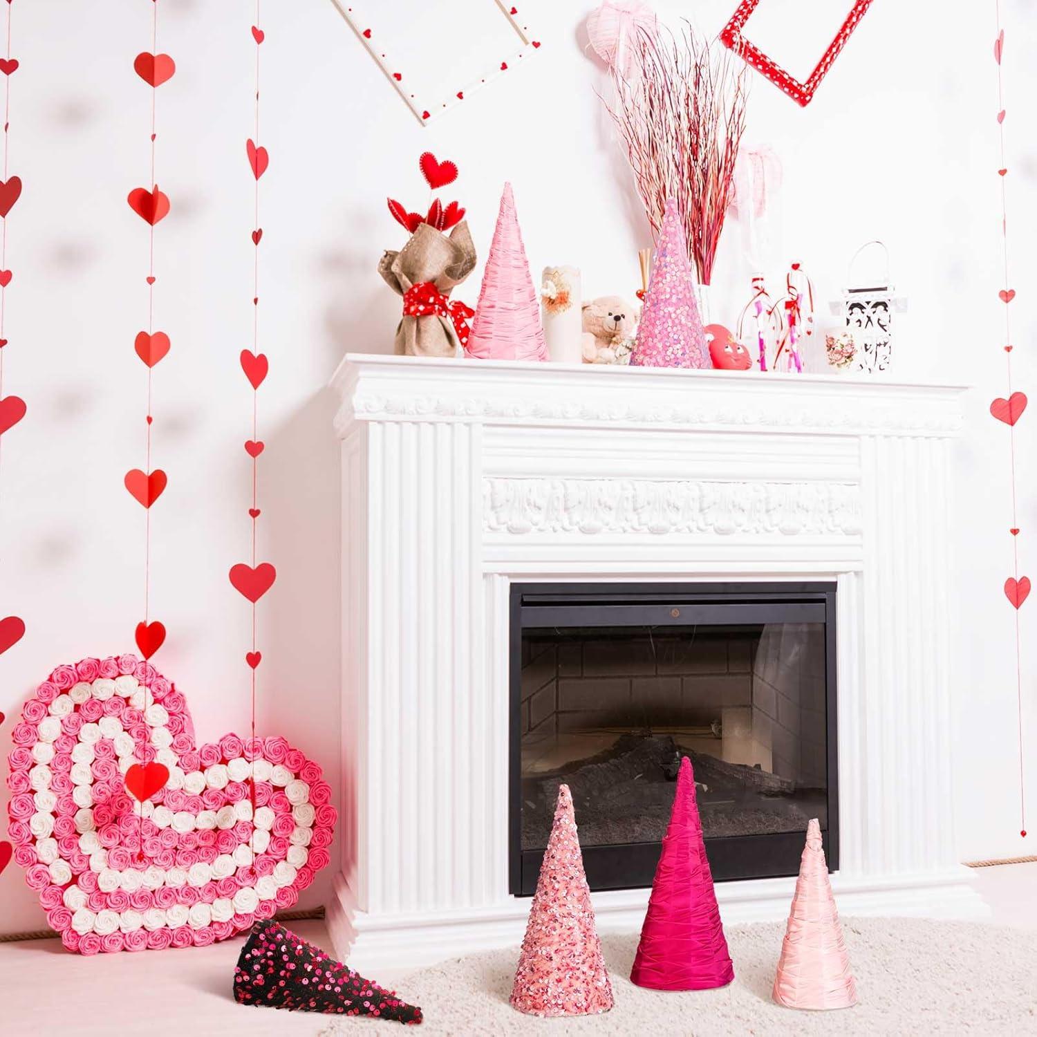 Decoraciones de Árbol de Navidad Rosa Kigley 6 Pcs 15-20-25 cm