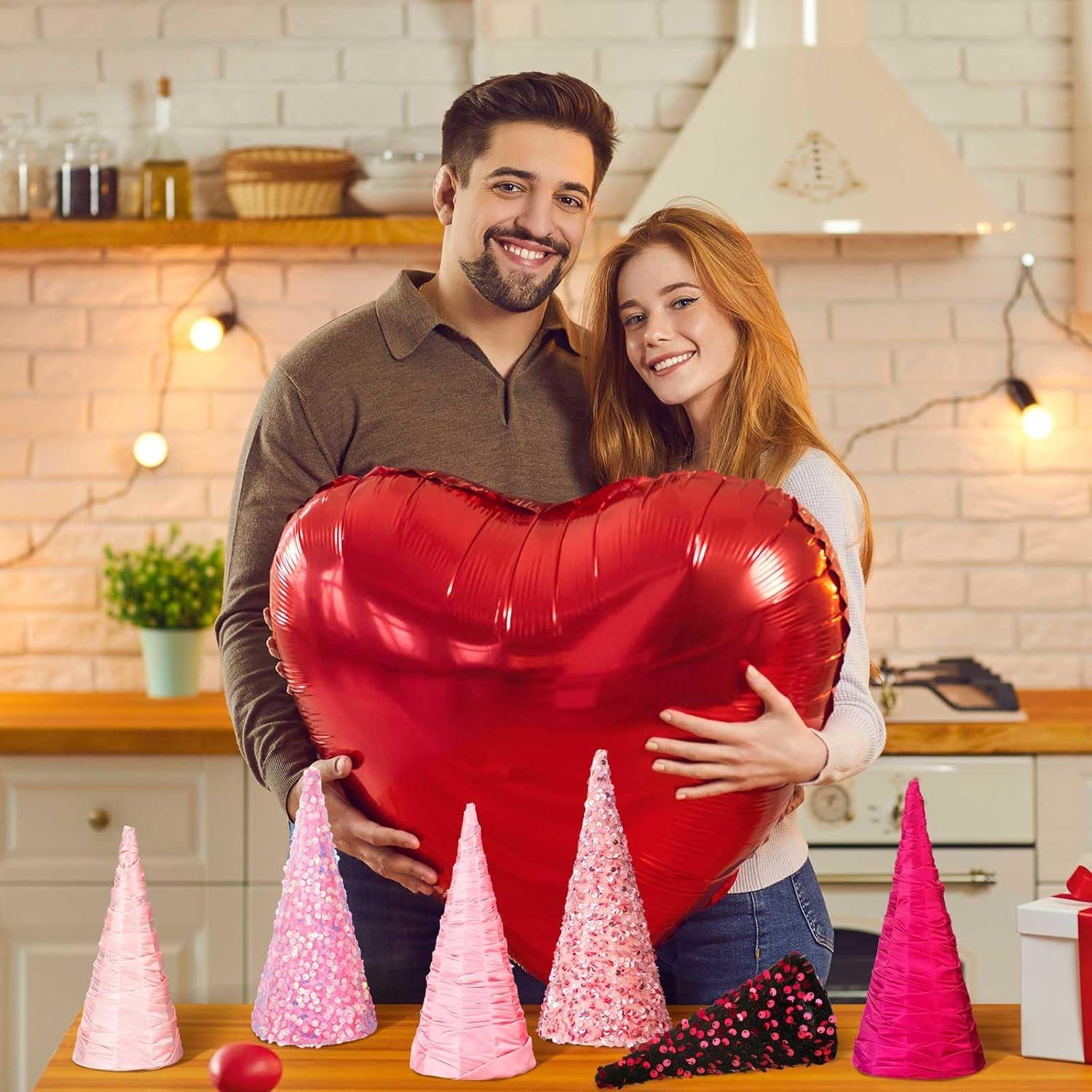 Decoraciones de Árbol de Navidad Rosa Kigley 6 Pcs 15-20-25 cm