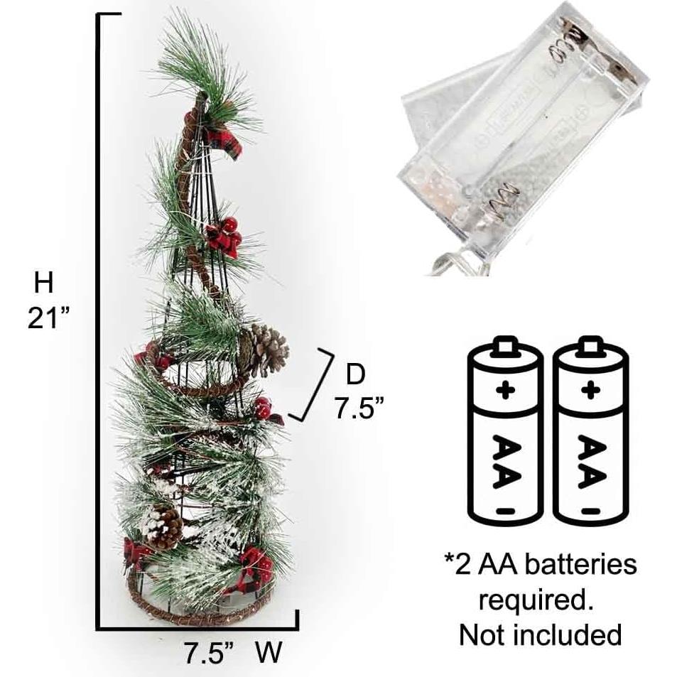 Árbol de Cono Navideño 58 cm con Luces LED Admired By Nature