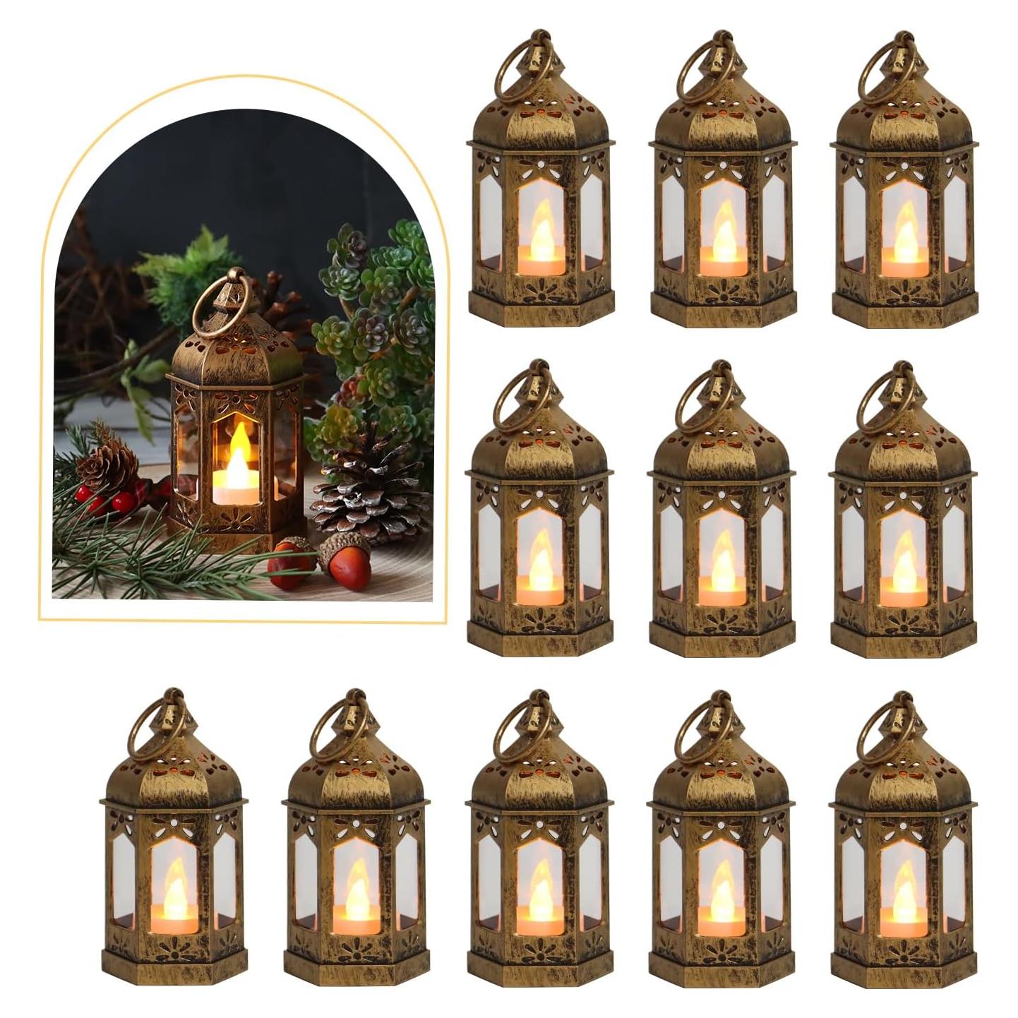 Linternas Mini Decorativas LLQ 8Pcs LED Vintage Marrón