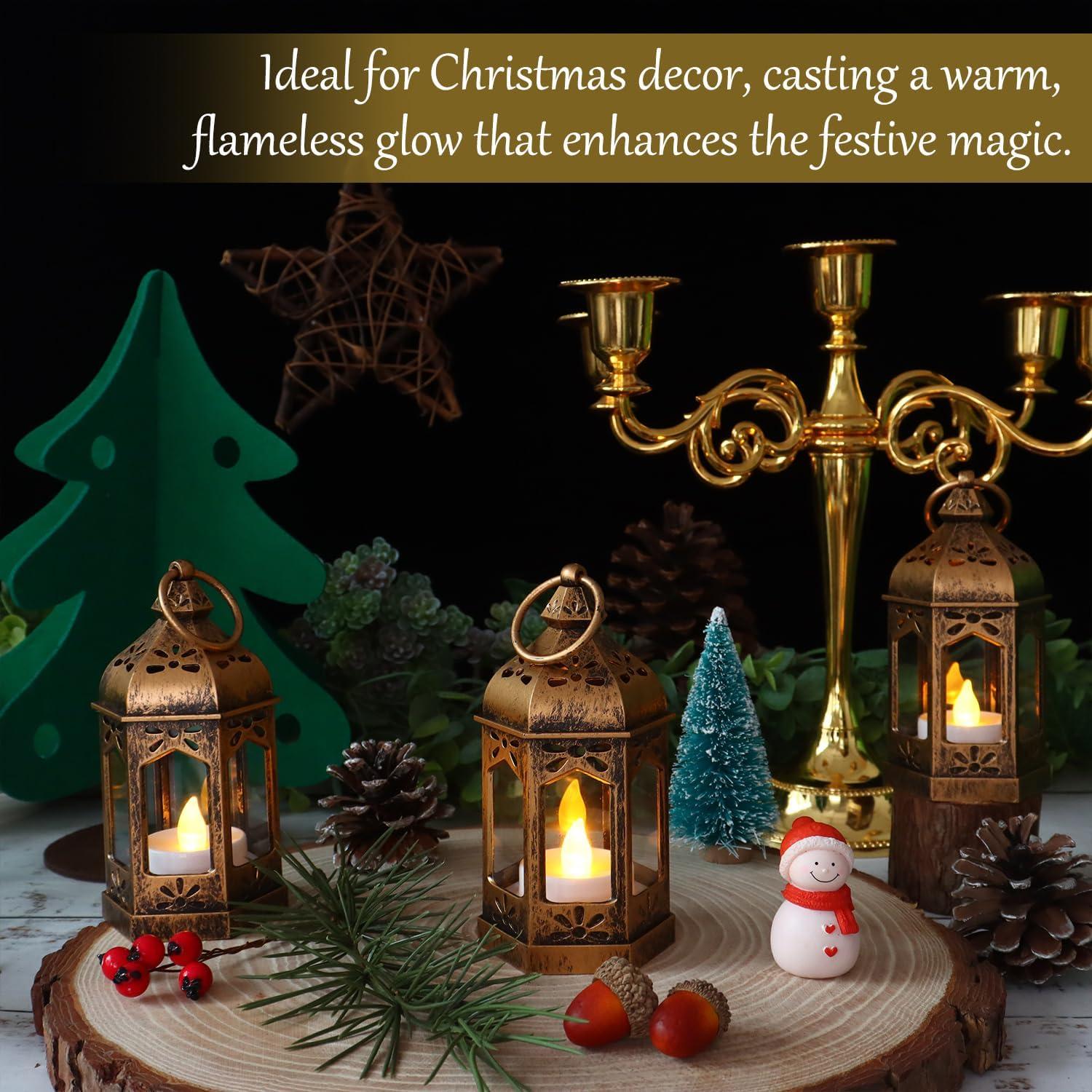 Linternas Mini Decorativas LLQ 8Pcs LED Vintage Marrón