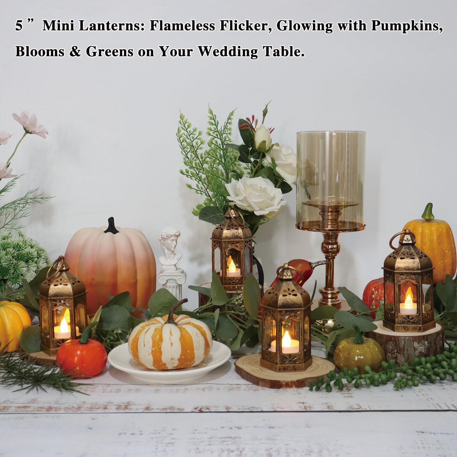 Linternas Mini Decorativas LLQ 8Pcs LED Vintage Marrón