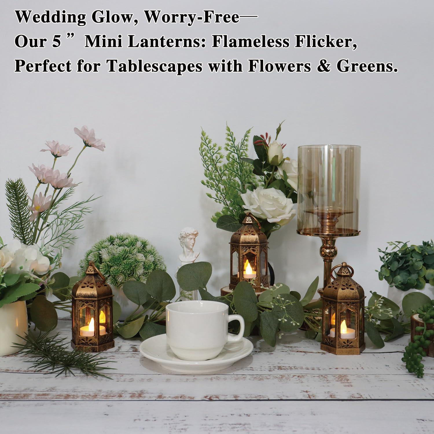 Linternas Mini Decorativas LLQ 8Pcs LED Vintage Marrón