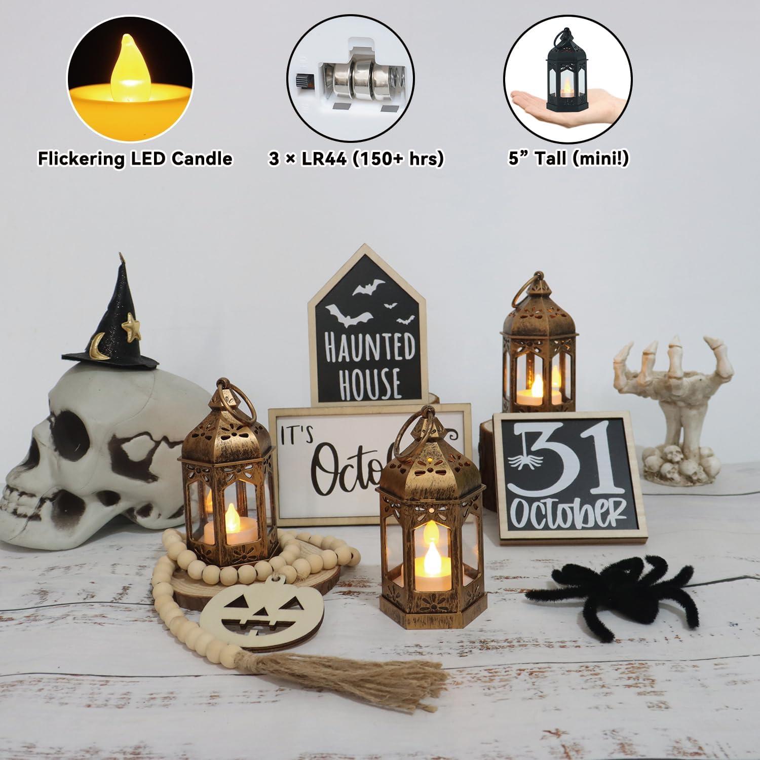 Linternas Mini Decorativas LLQ 8Pcs LED Vintage Marrón