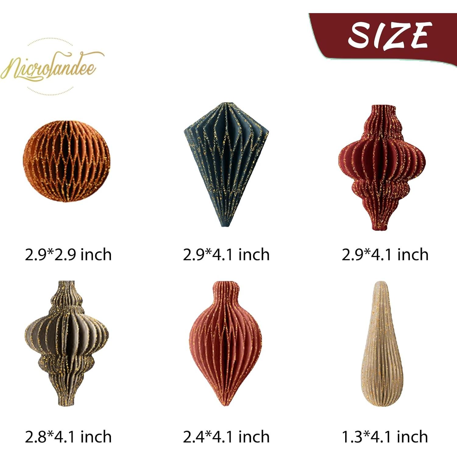 Adornos de Navidad NICROLANDEE 6 PCS Faroles de Papel Colgantes