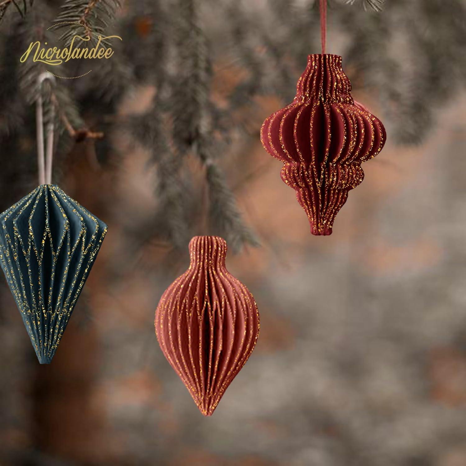 Adornos de Navidad NICROLANDEE 6 PCS Faroles de Papel Colgantes