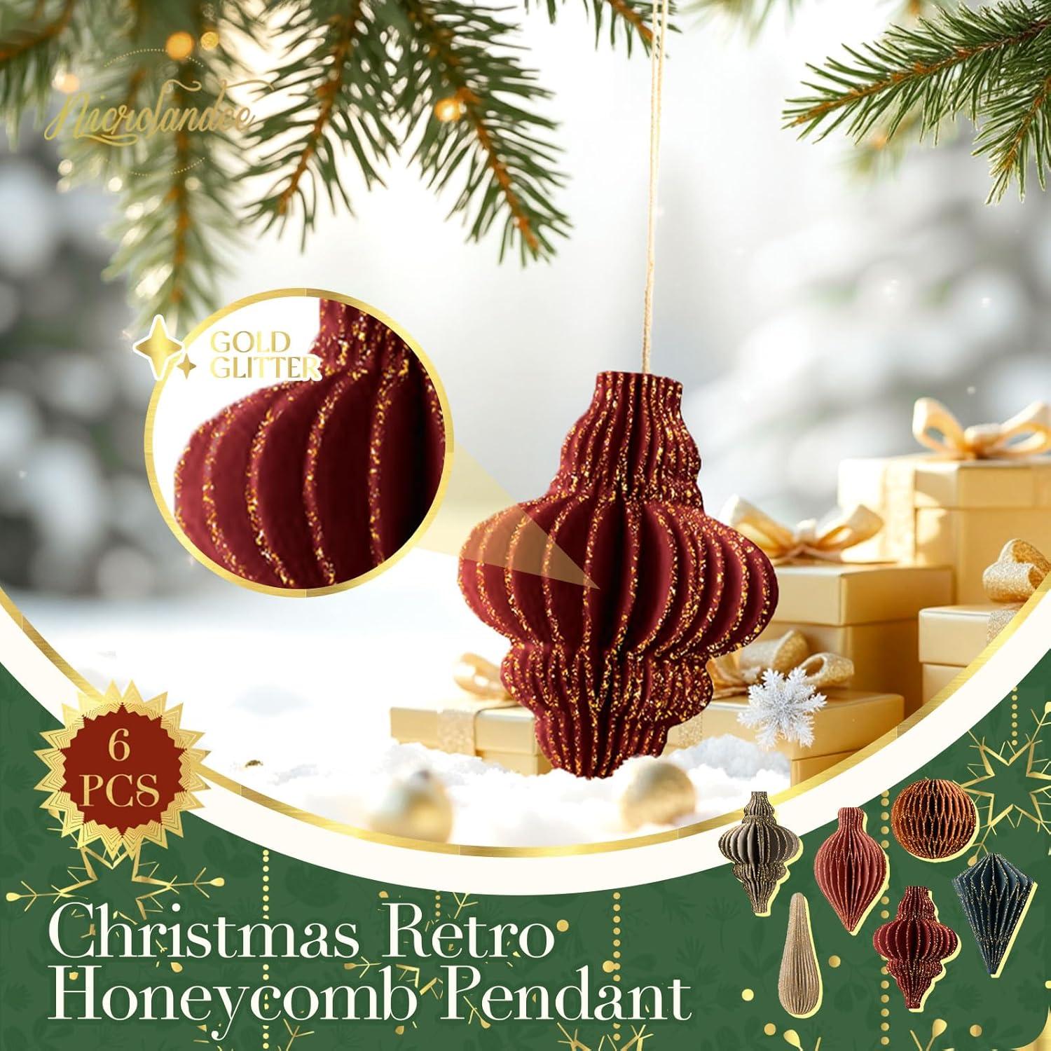 Adornos de Navidad NICROLANDEE 6 PCS Faroles de Papel Colgantes