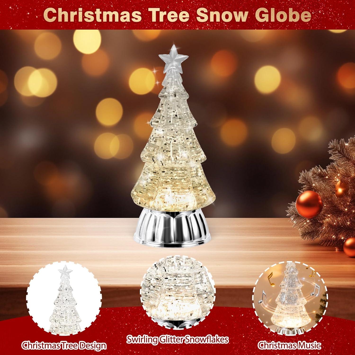 Globo de Nieve de Árbol de Navidad GlexpFesti con Luz Cálida