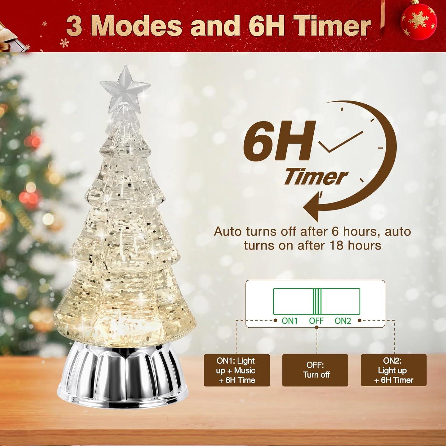 Globo de Nieve de Árbol de Navidad GlexpFesti con Luz Cálida