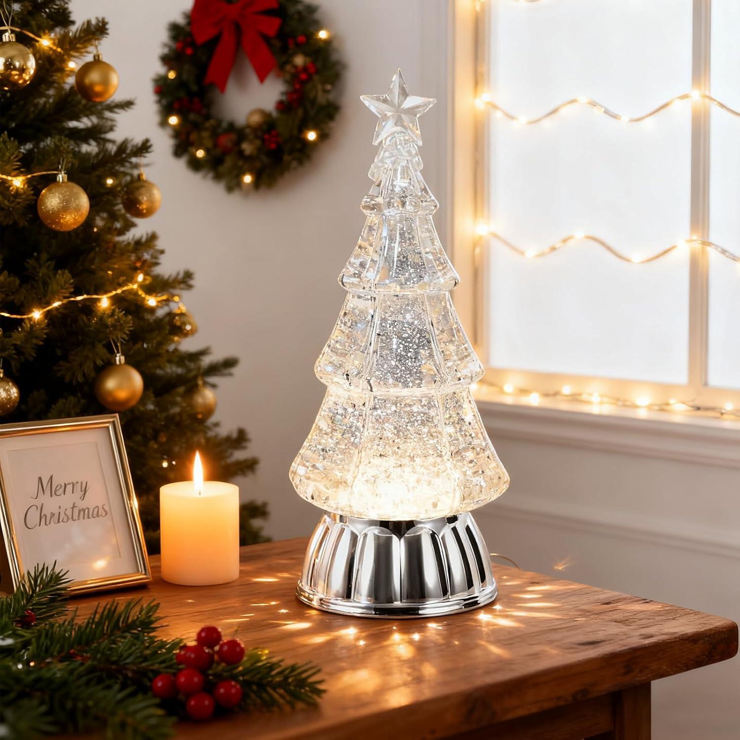 Globo de Nieve de Árbol de Navidad GlexpFesti con Luz Cálida