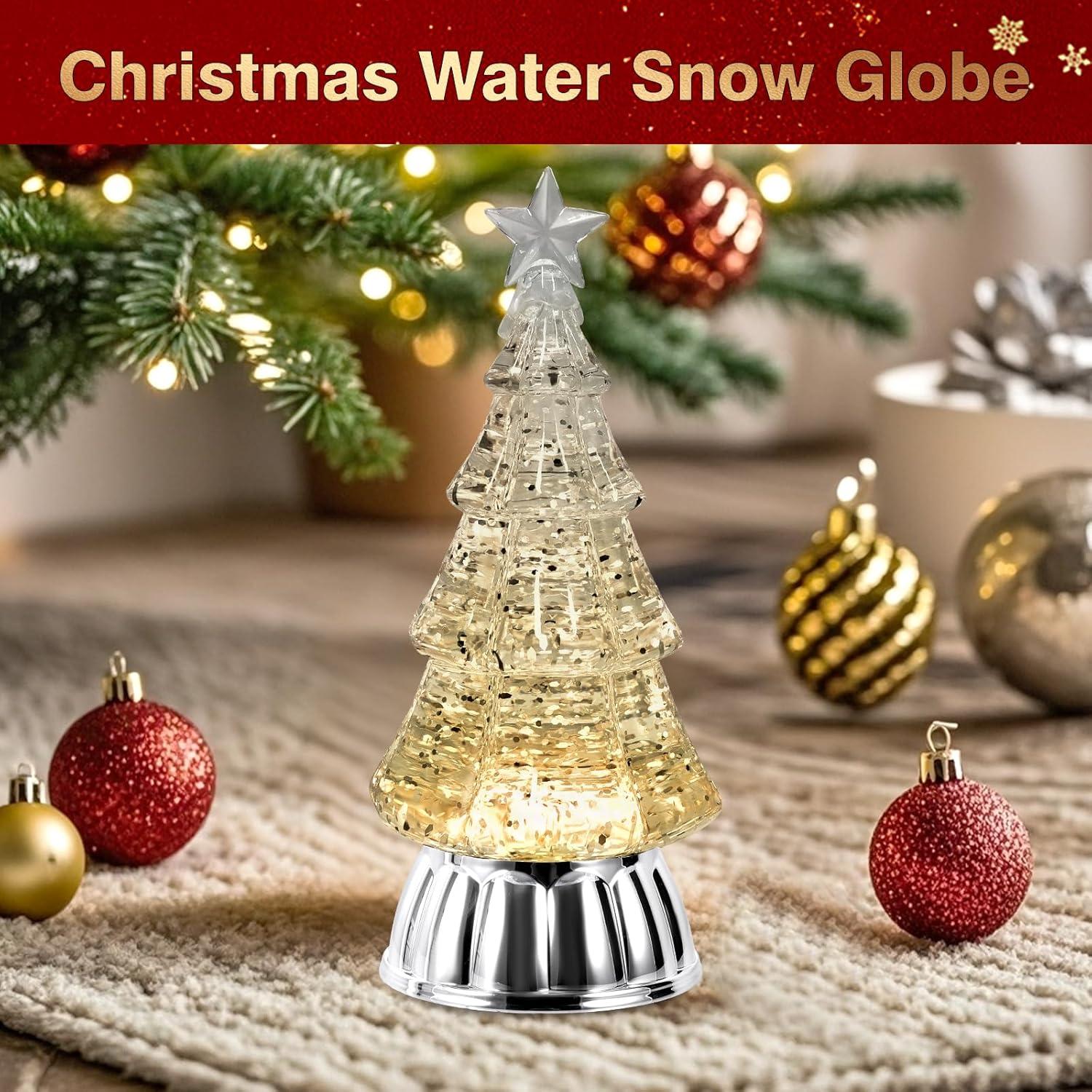 Globo de Nieve de Árbol de Navidad GlexpFesti con Luz Cálida