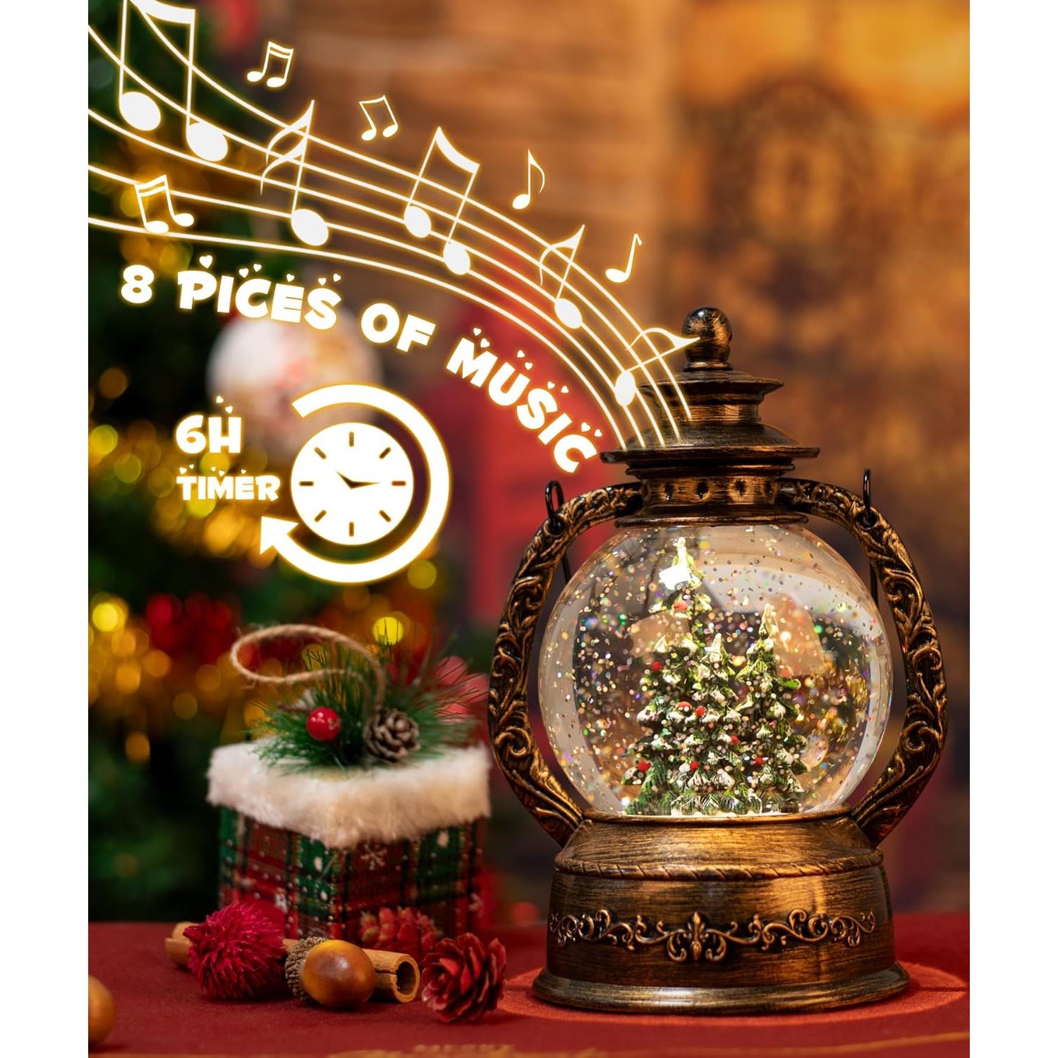 Lámpara de Globo de Nieve Musical Seschrist con Temporizador 6H